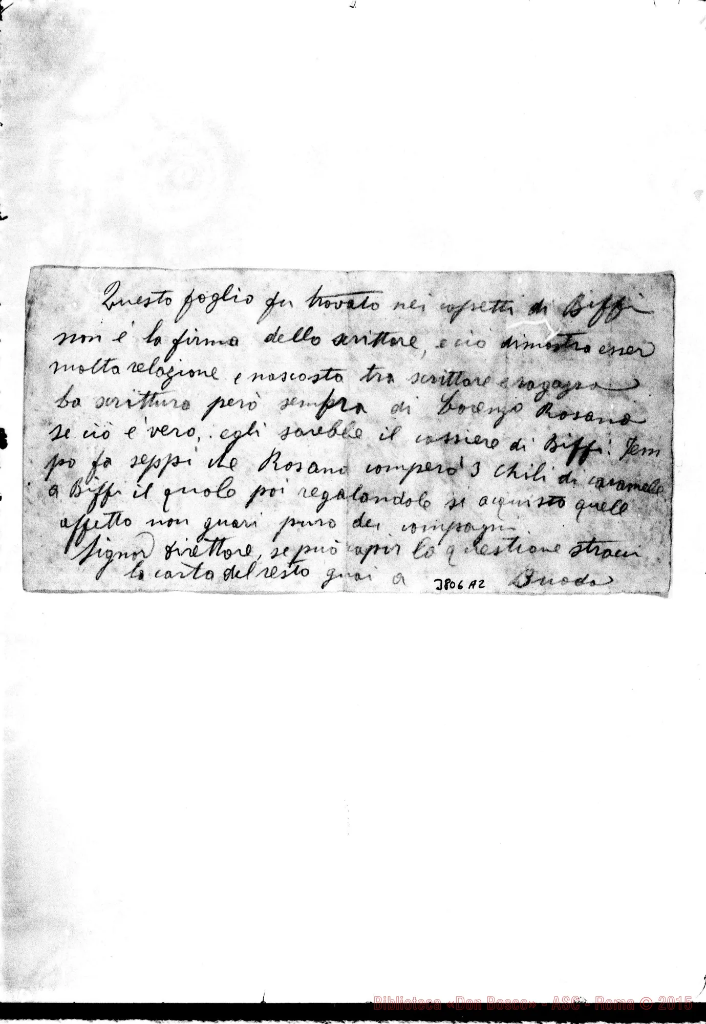 Fotogramma A 2 — « « Faenza, 25-04-1897 Autogr. Rua All. altra lett. ad Augusto