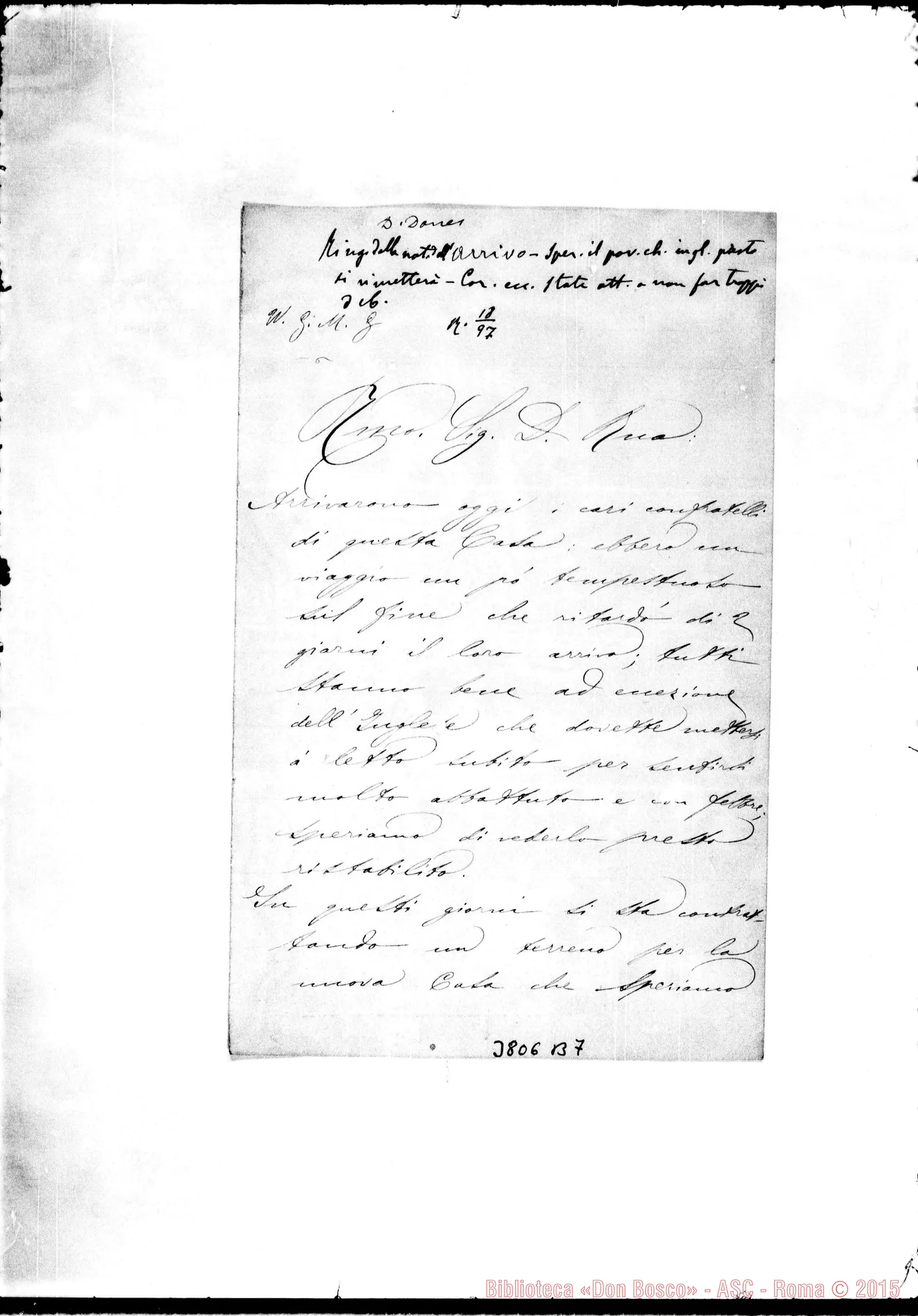 Fotogramma B 7 — Riva Enrico, SDB Caracas, 20-12-1896 Autogr. Rua