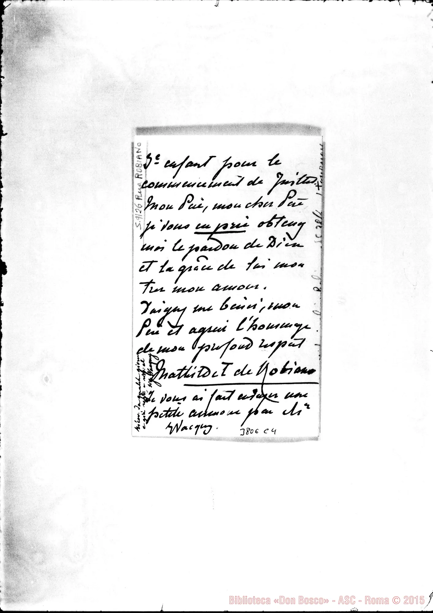 Fotogramma C 4 — Robiano Matilde Tumillies, 28-04-1895 Autogr. Rua