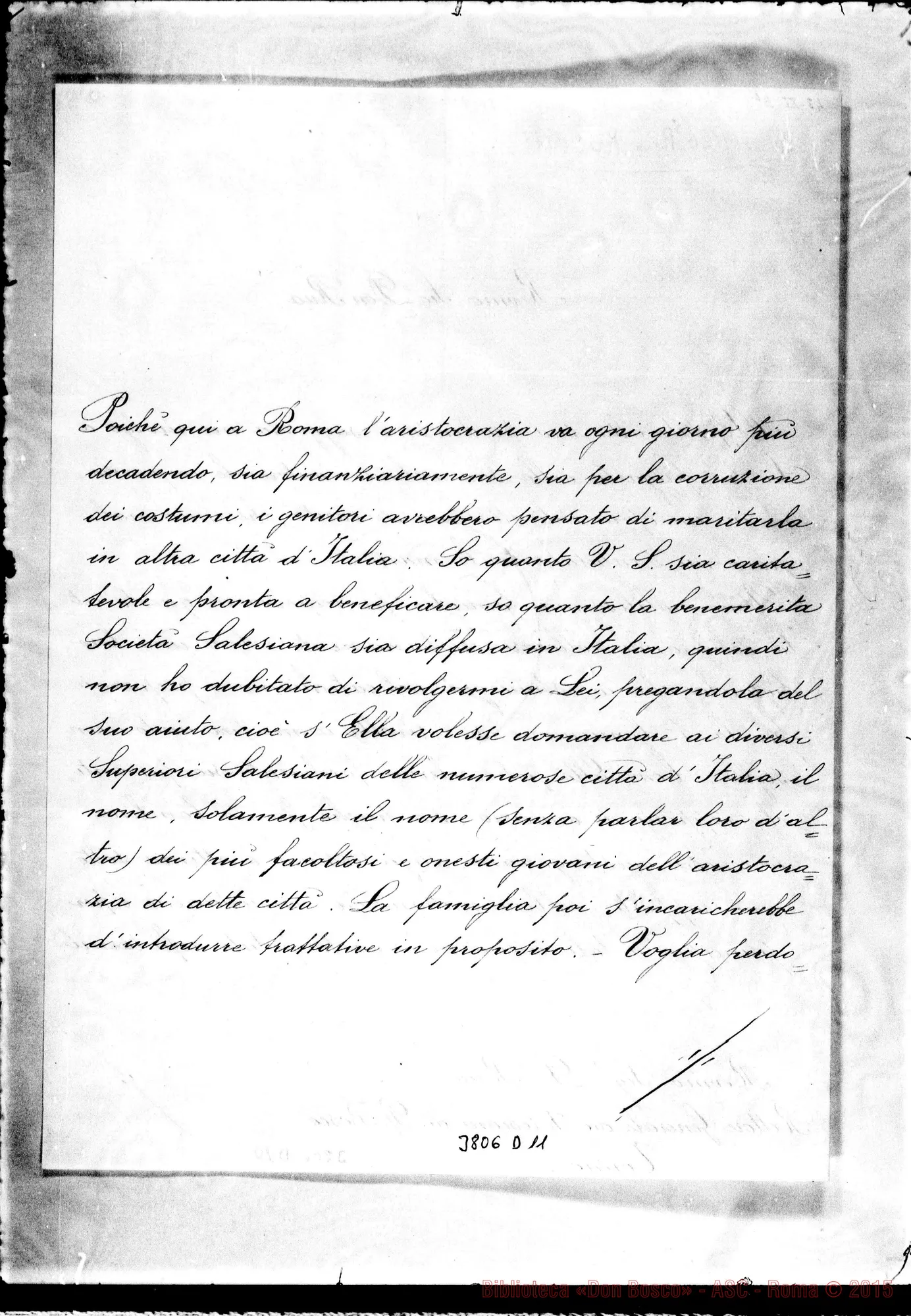 Fotogramma D 11 — « « Roma, 21-10-1906 All. biglietto ms. autogr. di D. Rua