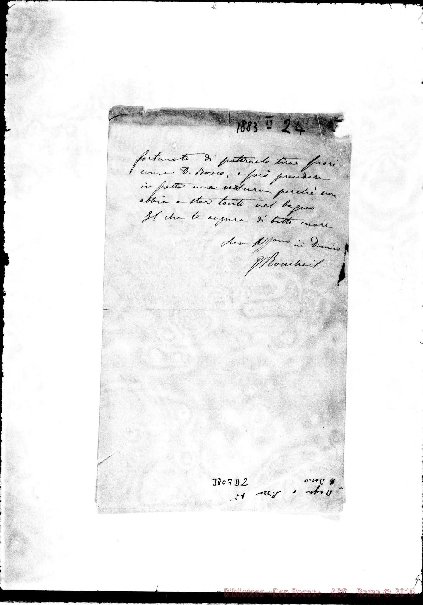 Fotogramma D 2 — « « Nizza, 4-07-1884 Autogr. Rua