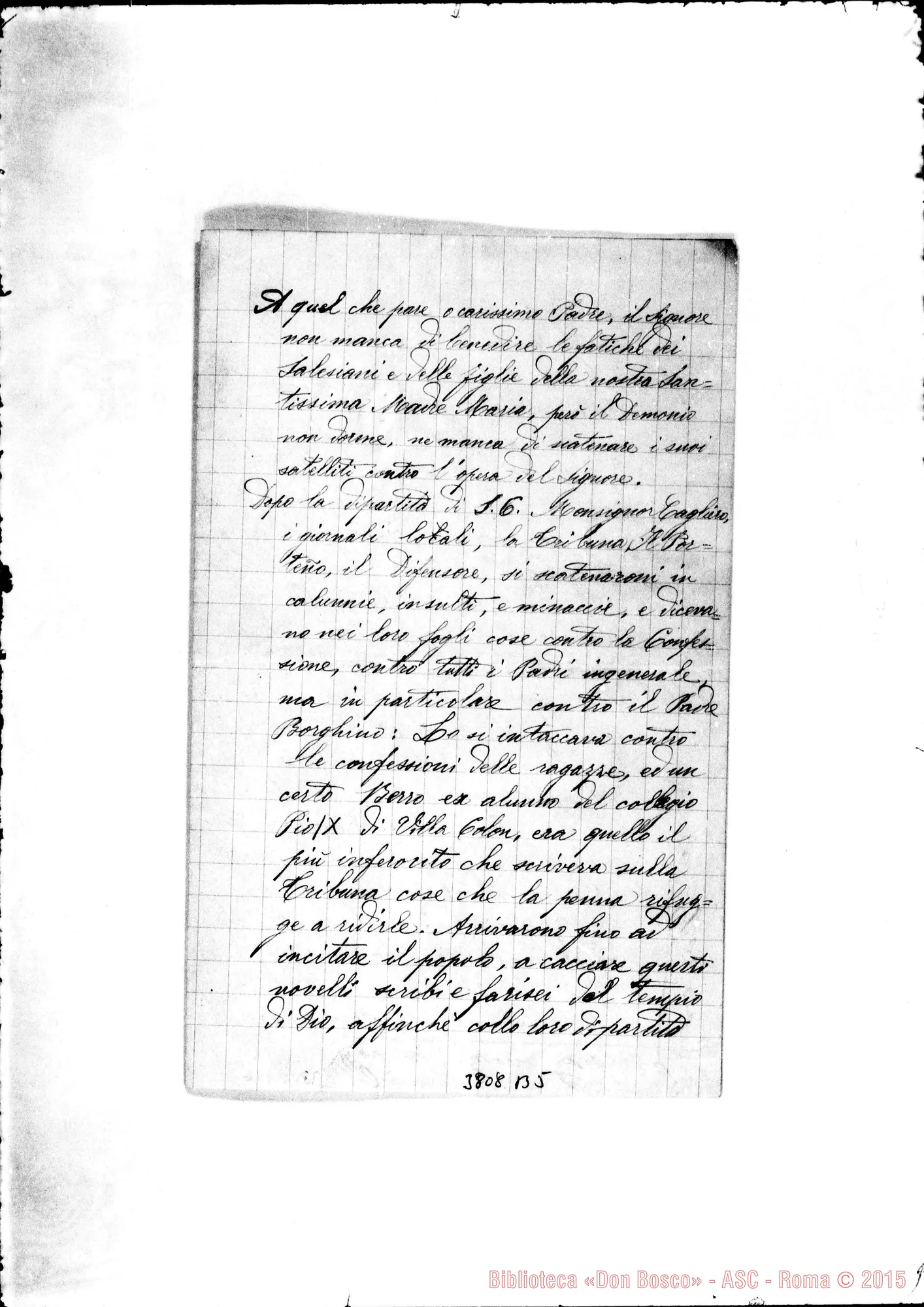Fotogramma B 5 — Rossetti Carlo, SDB Bahia Bianca, 22-07-1891 Autogr. Rua