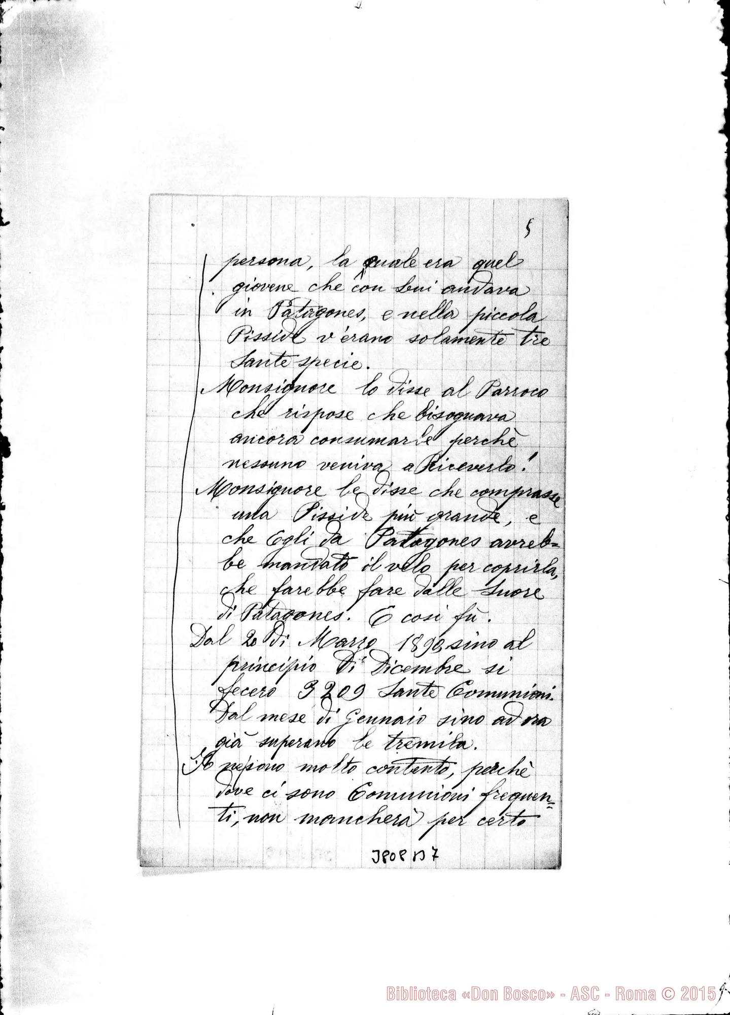 Fotogramma B 7 — Rossetti Carlo, SDB Bahia Bianca, 22-07-1891 Autogr. Rua