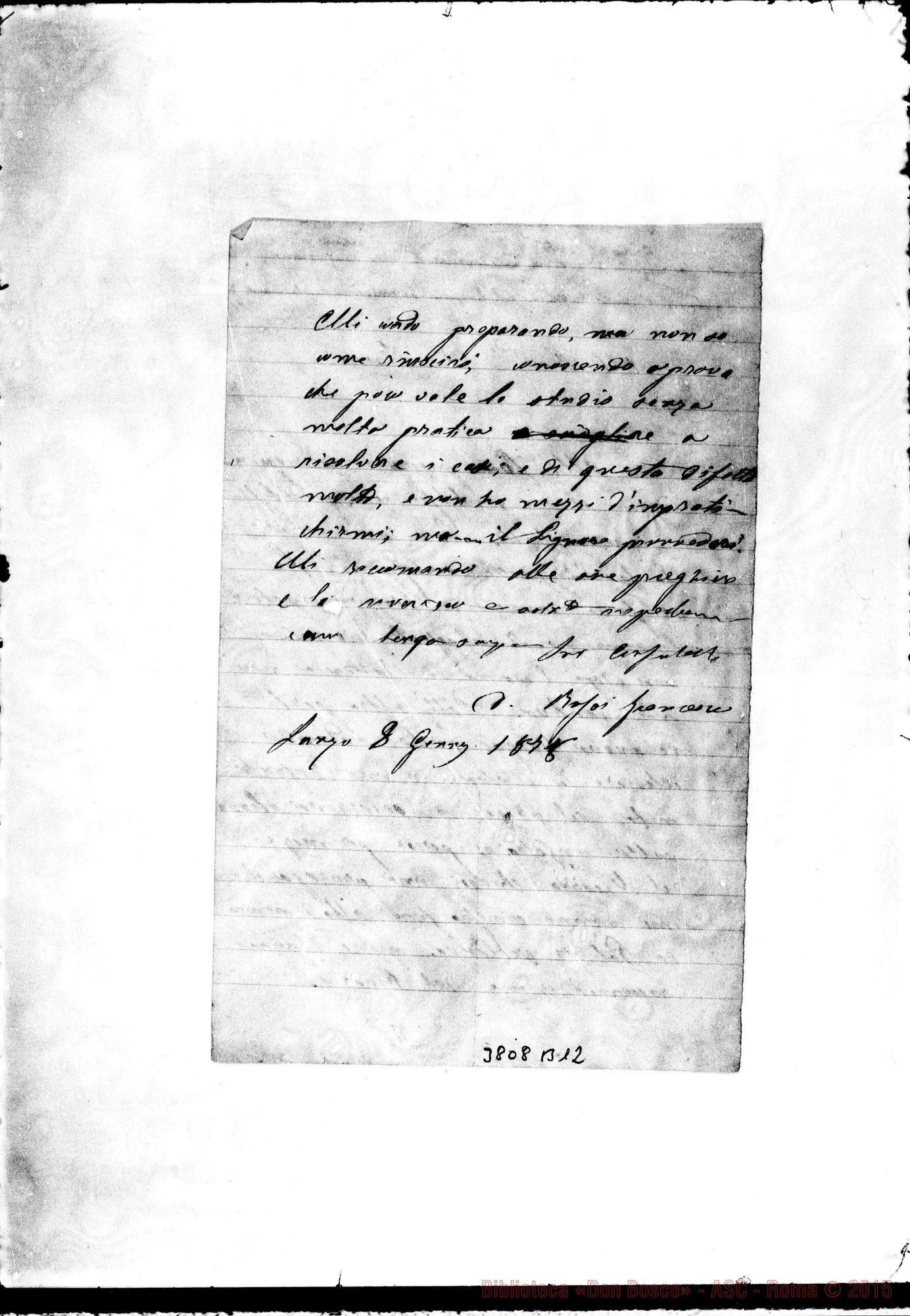 Fotogramma B 12 — Rossi Francesco, SDB Lanzo, 8-01-1878 Autogr. Rua