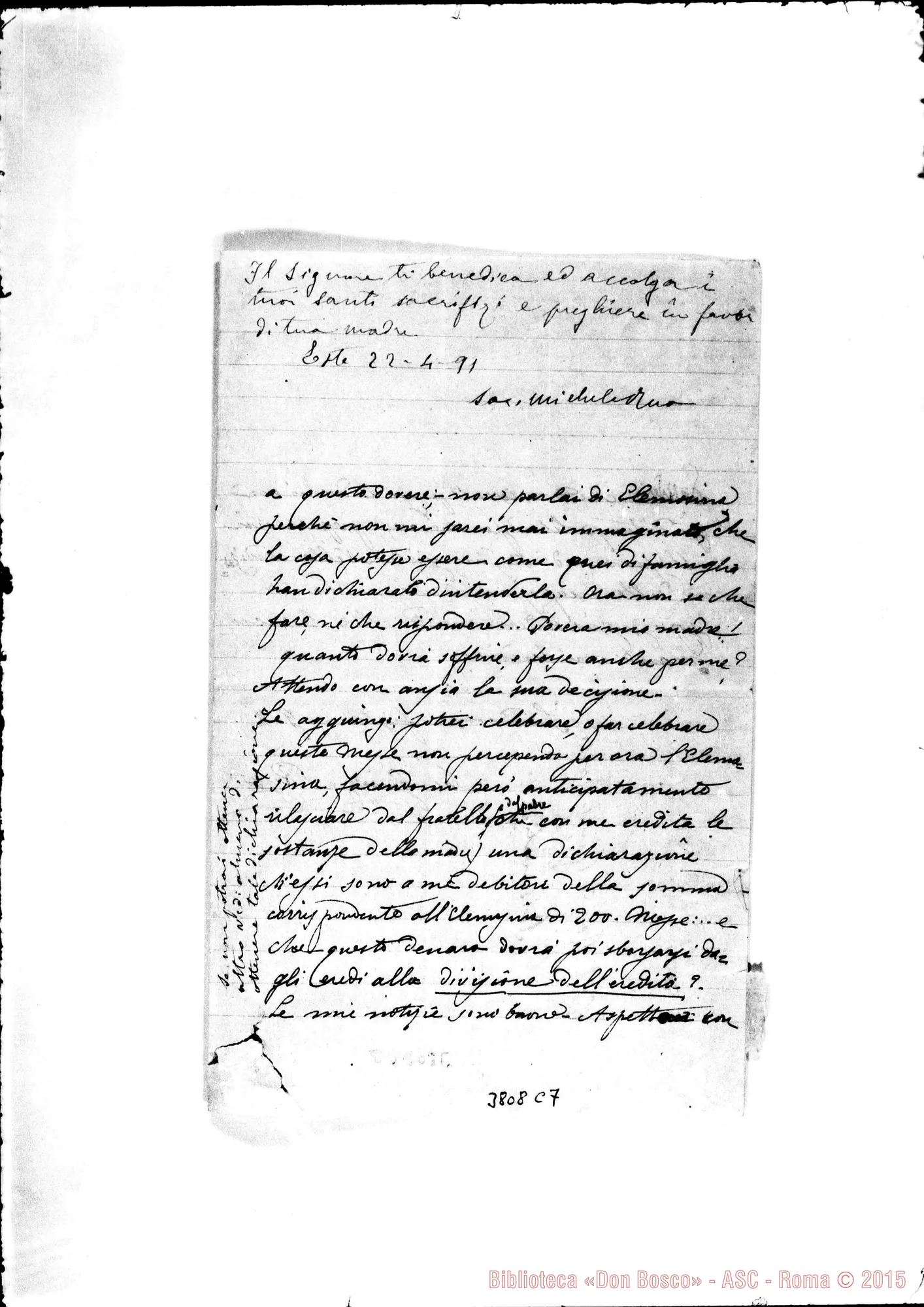 Fotogramma C 7 — « « Roma, 6-04-1891 Autogr. Rua