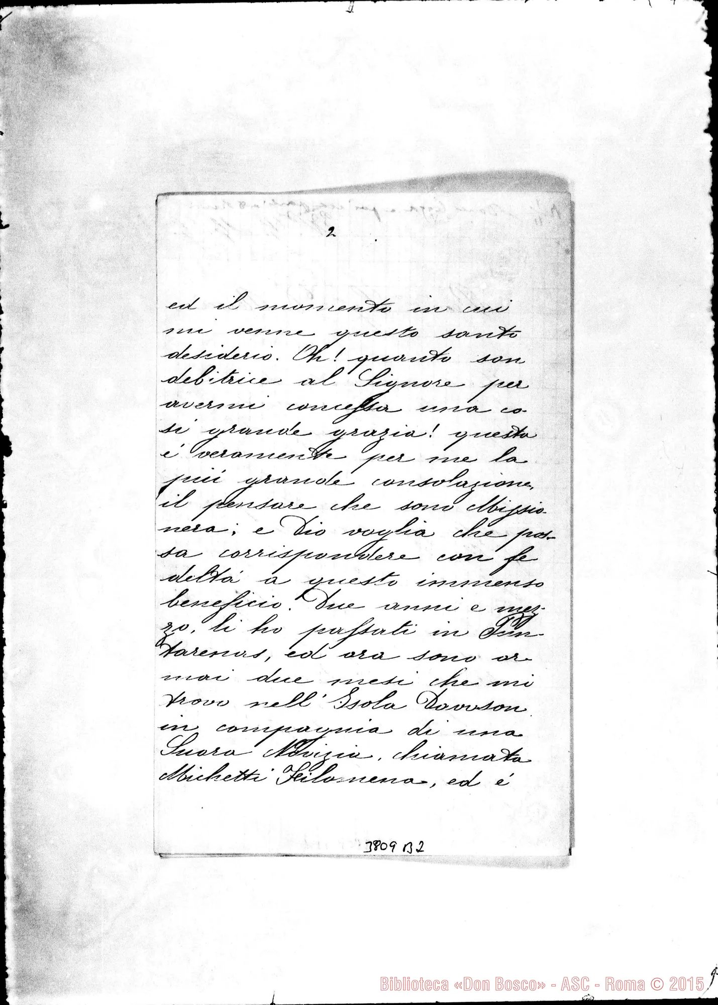 Fotogramma B 2 — Ruffino Luigia, suora Dawson, 31-08-1890 Autogr. Rua
