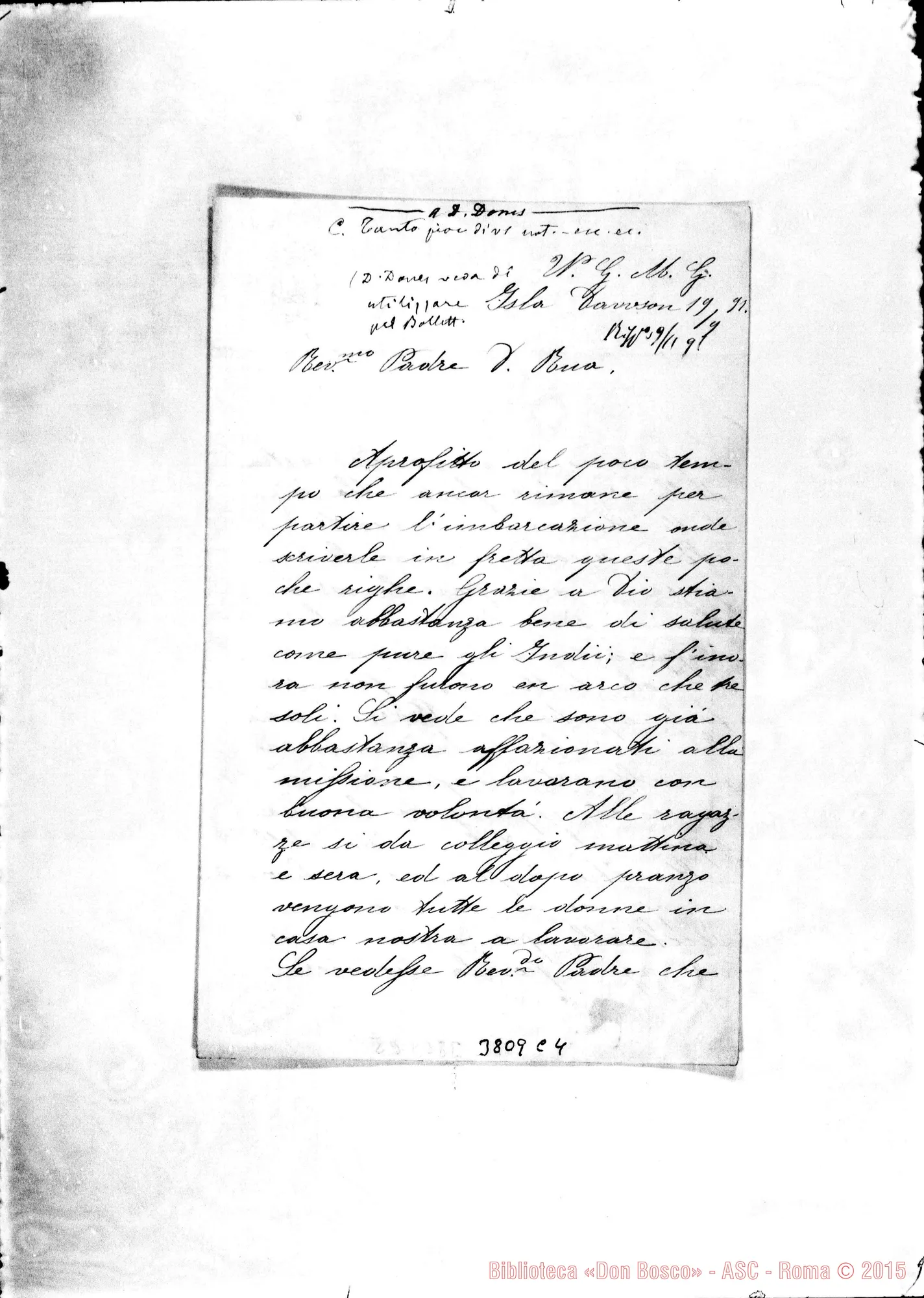 Fotogramma C 4 — « « Dawson, 19-09-1891 Autogr. Rua