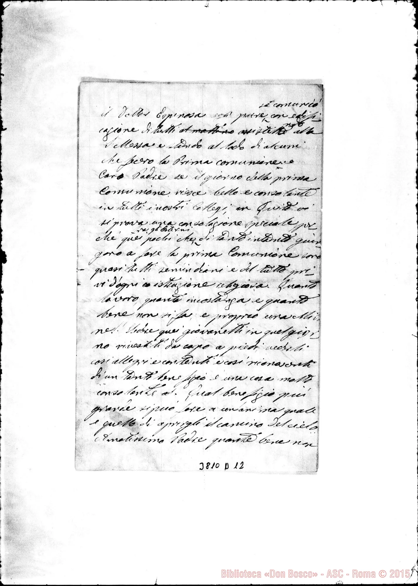Fotogramma D 12 — Santinelli Ciriaco, SDB Quito, 27-02-1891 Autogr. Rua