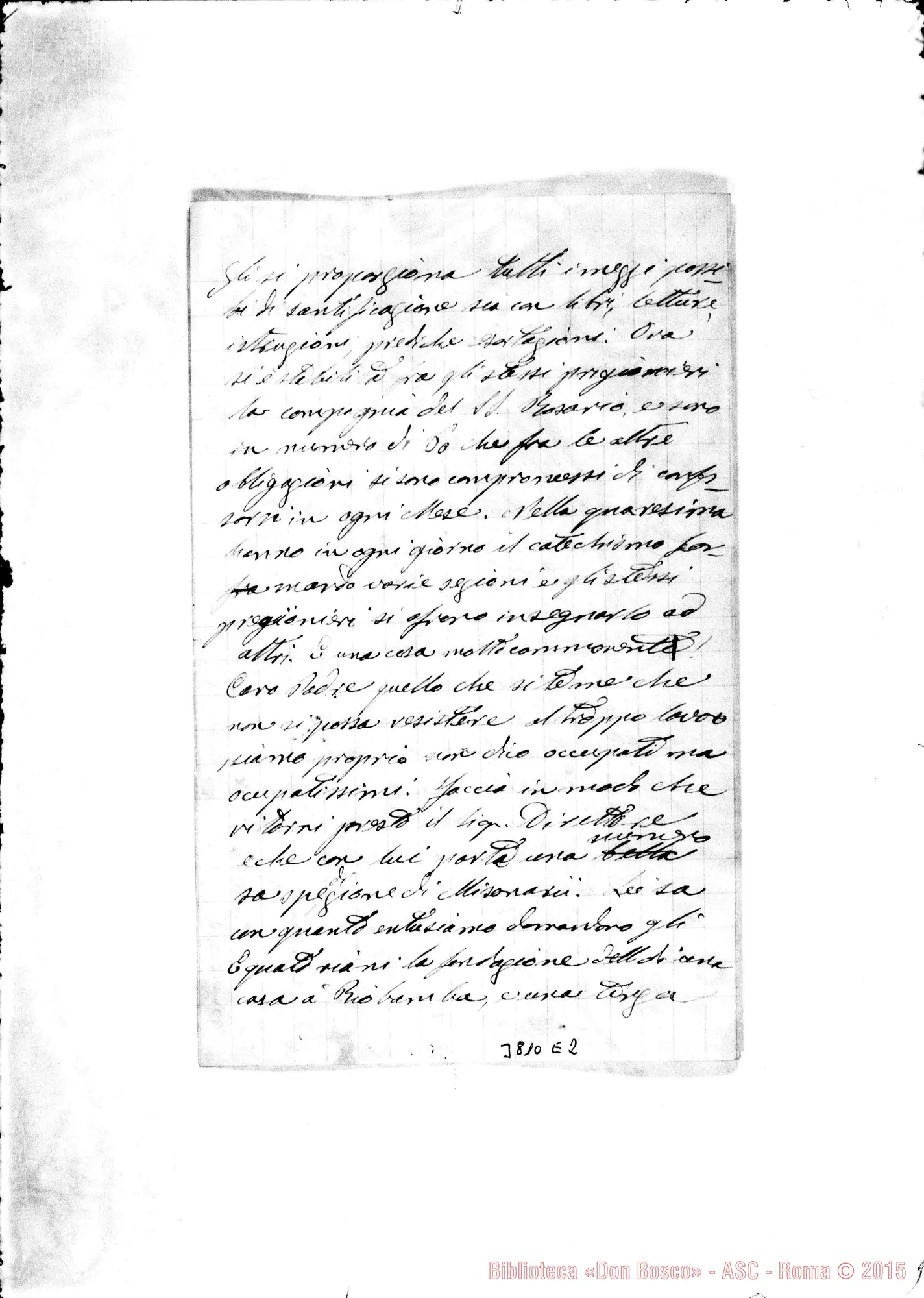 Fotogramma E 2 — Santinelli Ciriaco, SDB Quito, 27-02-1891 Autogr. Rua