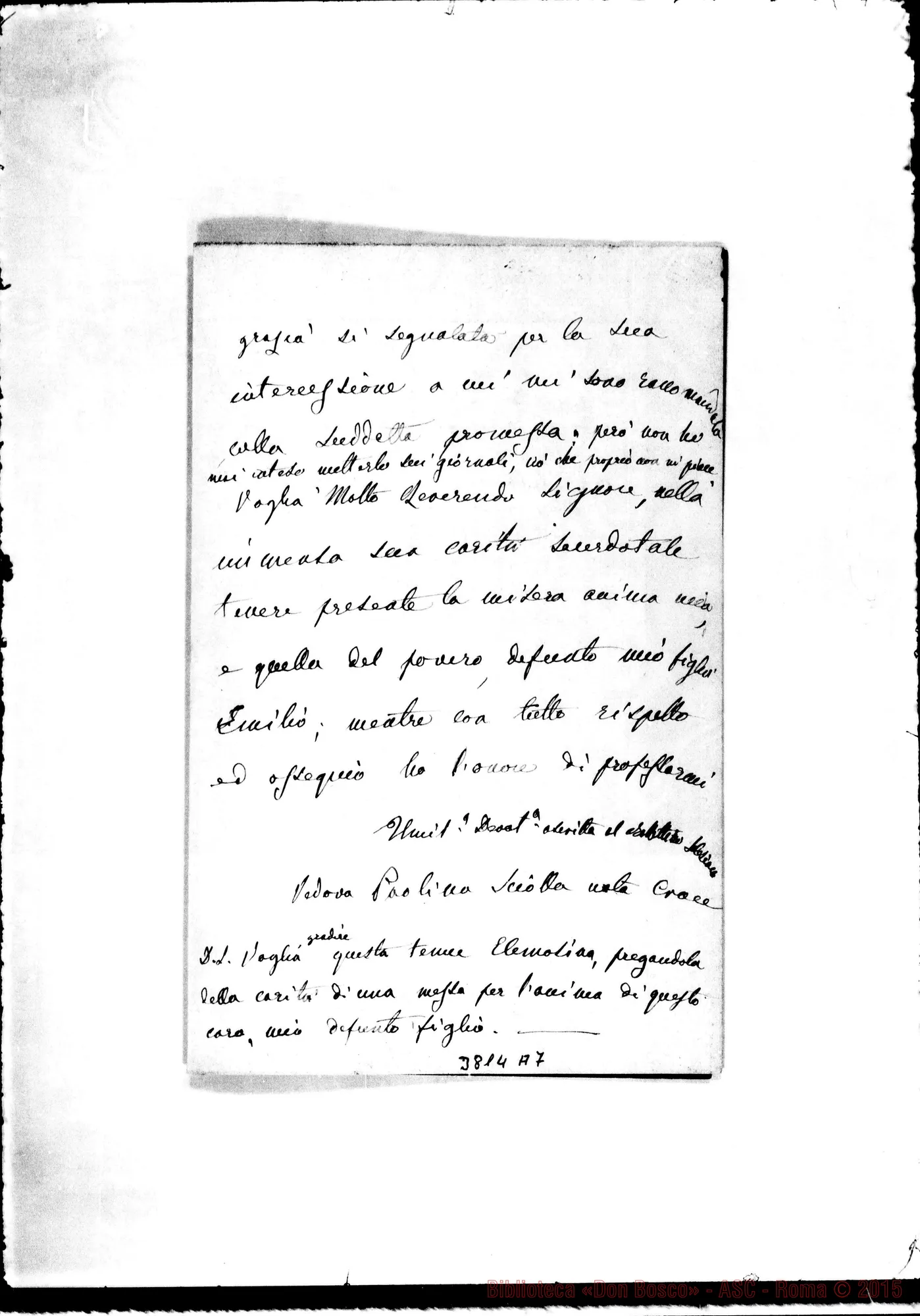 Fotogramma A 7 — Sciolla Paolina s.l. 26-03-1888 Autogr. Rua