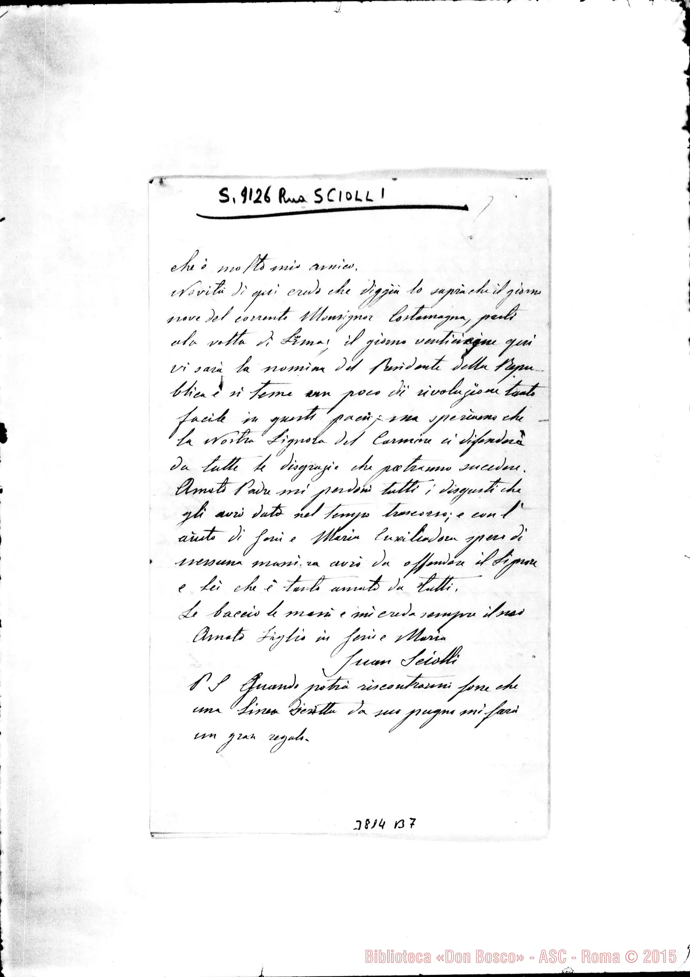 Fotogramma B 7 — « « Santiago, 21-07-1896 Autogr. Rua