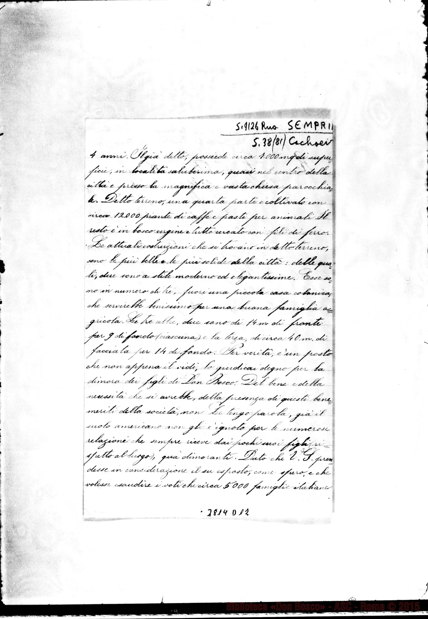 Fotogramma D 12 — Semprini Raimondo Cachoeiro, 24-11-1896 Autogr. Rua