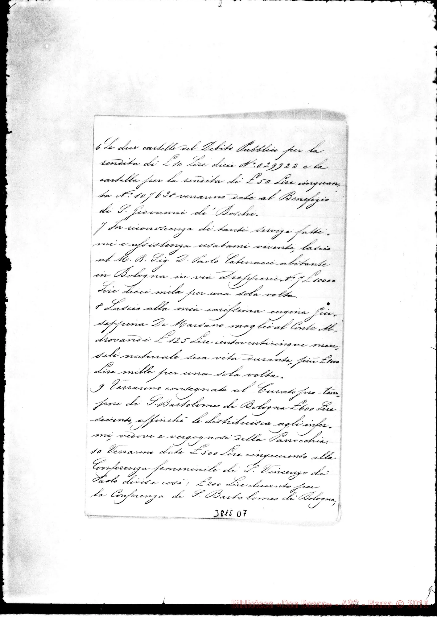 Fotogramma D 7 — Spada Teresa Bologna, 8-10-1901