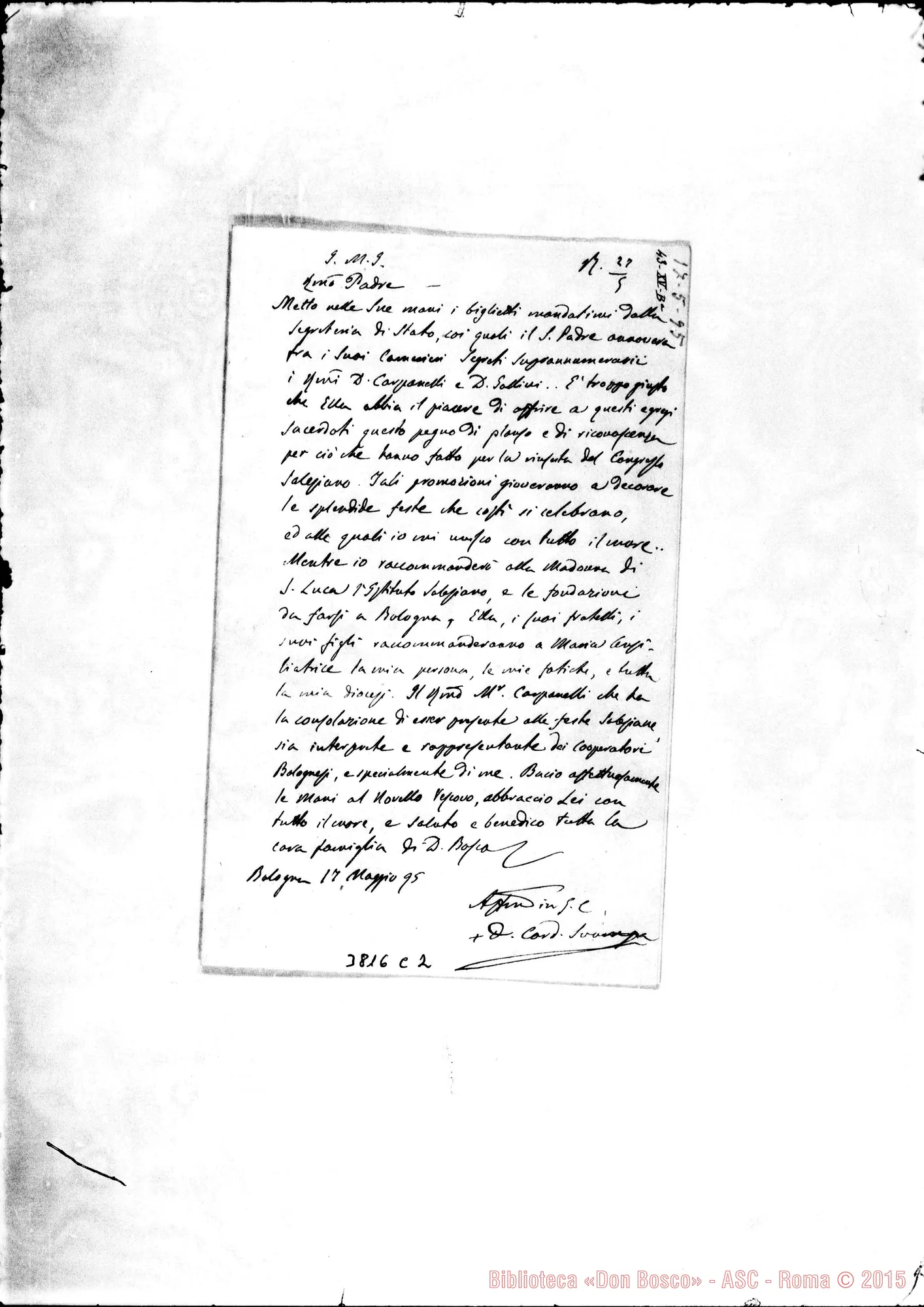 Fotogramma C 2 — Svampa Domenico, card. Bologna, 17-05-1895