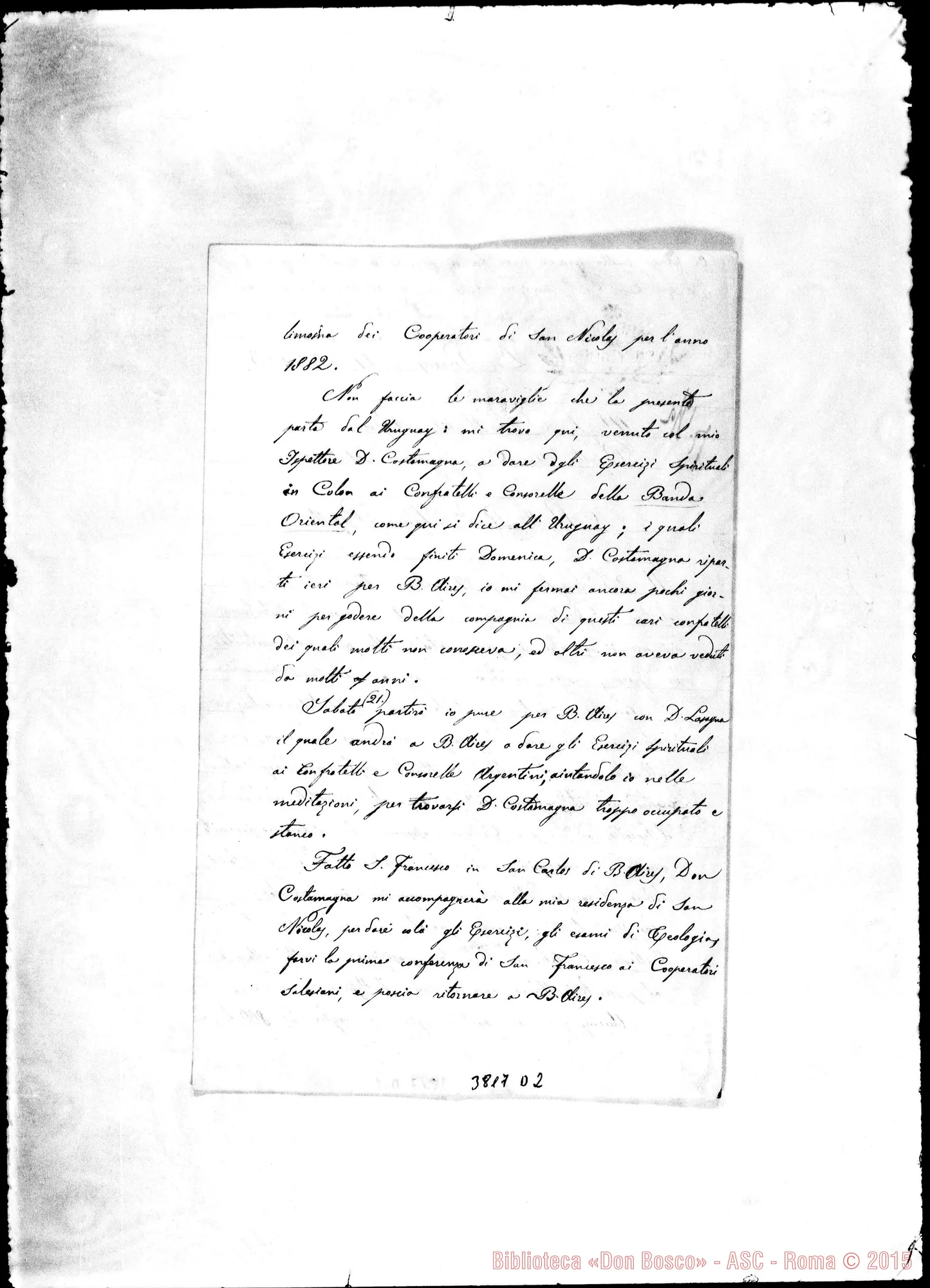 Fotogramma D 2 — « « Las Piedras, 17-01-1883 Autogr. Rua