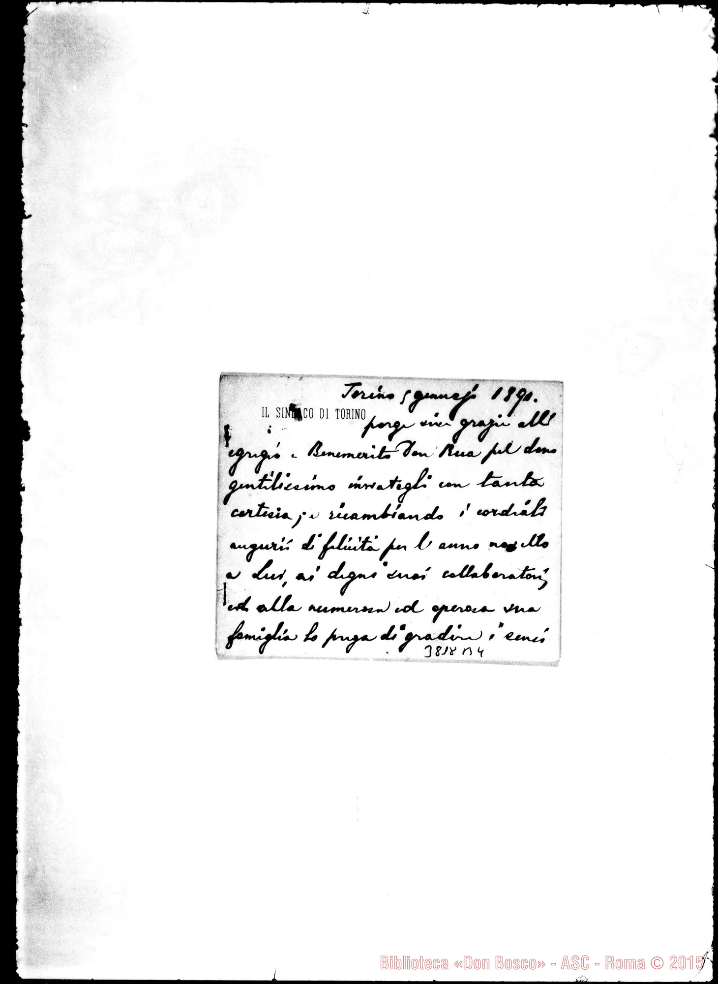 Fotogramma B 4 — TORINO-SINDACO: Voli Torino, 5-01-1890 Biglietto