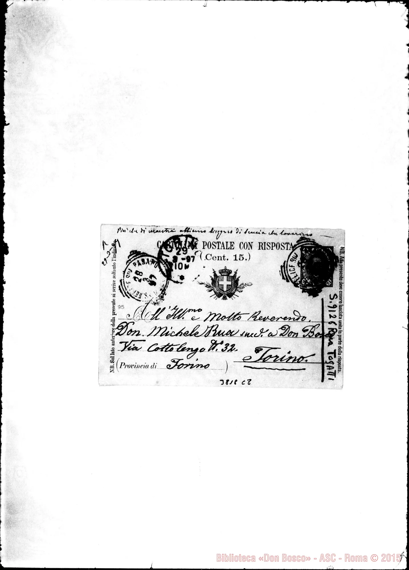 Fotogramma C 8 — Tosatti Anna Mirandola, 28-03-1897 Autogr. Rua Cartolina