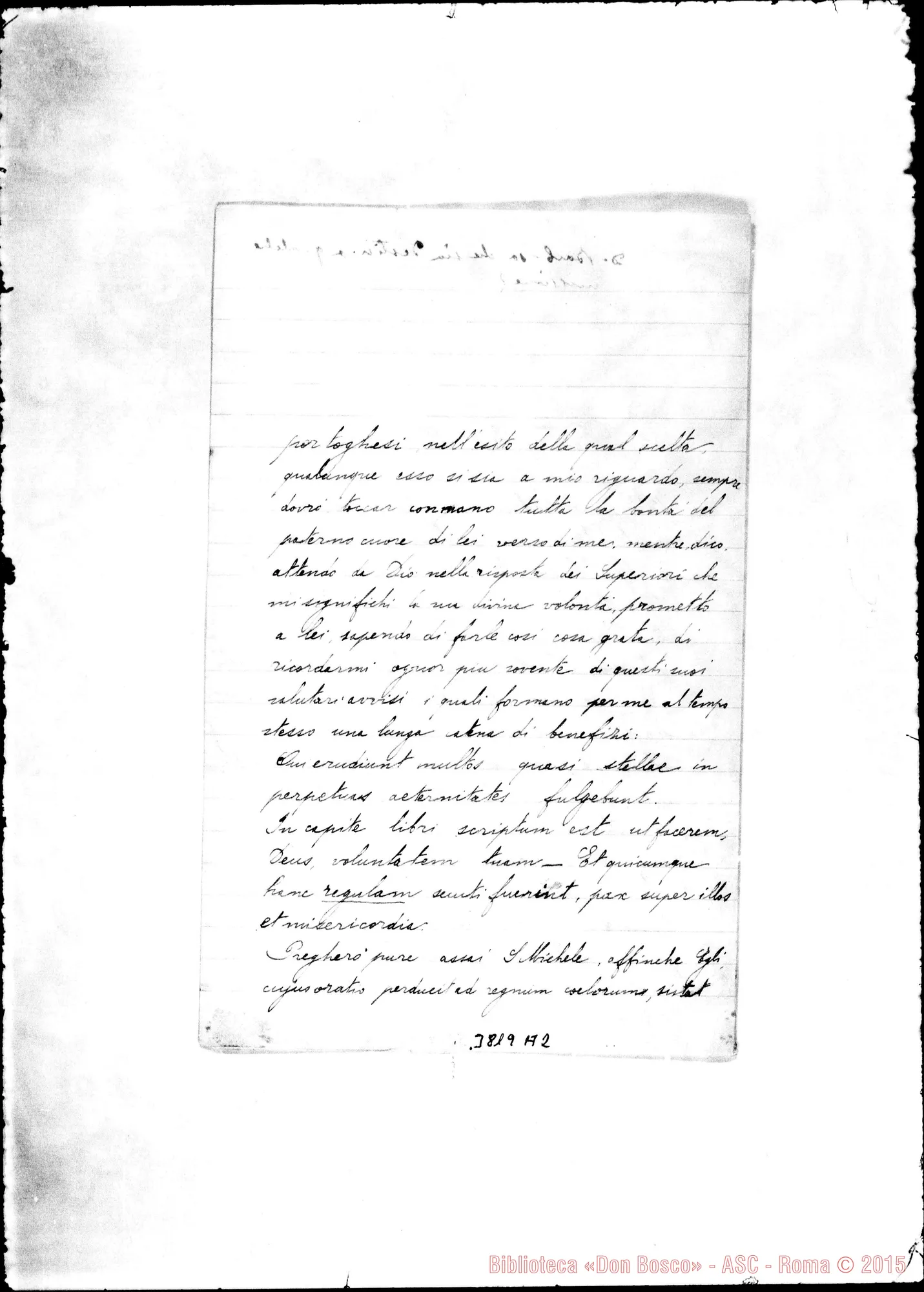 Fotogramma A 2 — Trione Giovanni, SDB Lisbona, 26-09-1899 Autogr. Rua