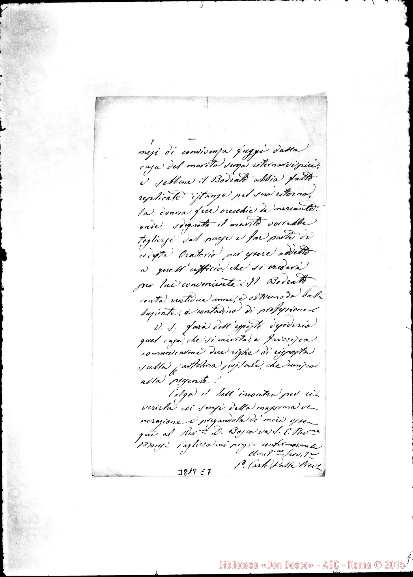 Fotogramma E 7 — « « Mornese, 20-12-1887 Autogr. Rua