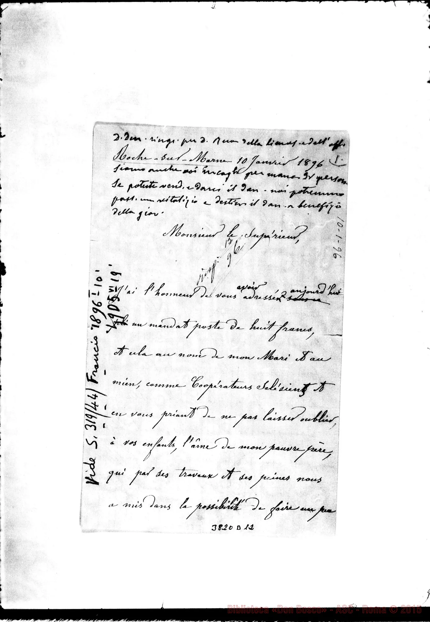 Fotogramma D 12 — Varin A. Roche Marne, 10-01-1896 Autogr. Rua