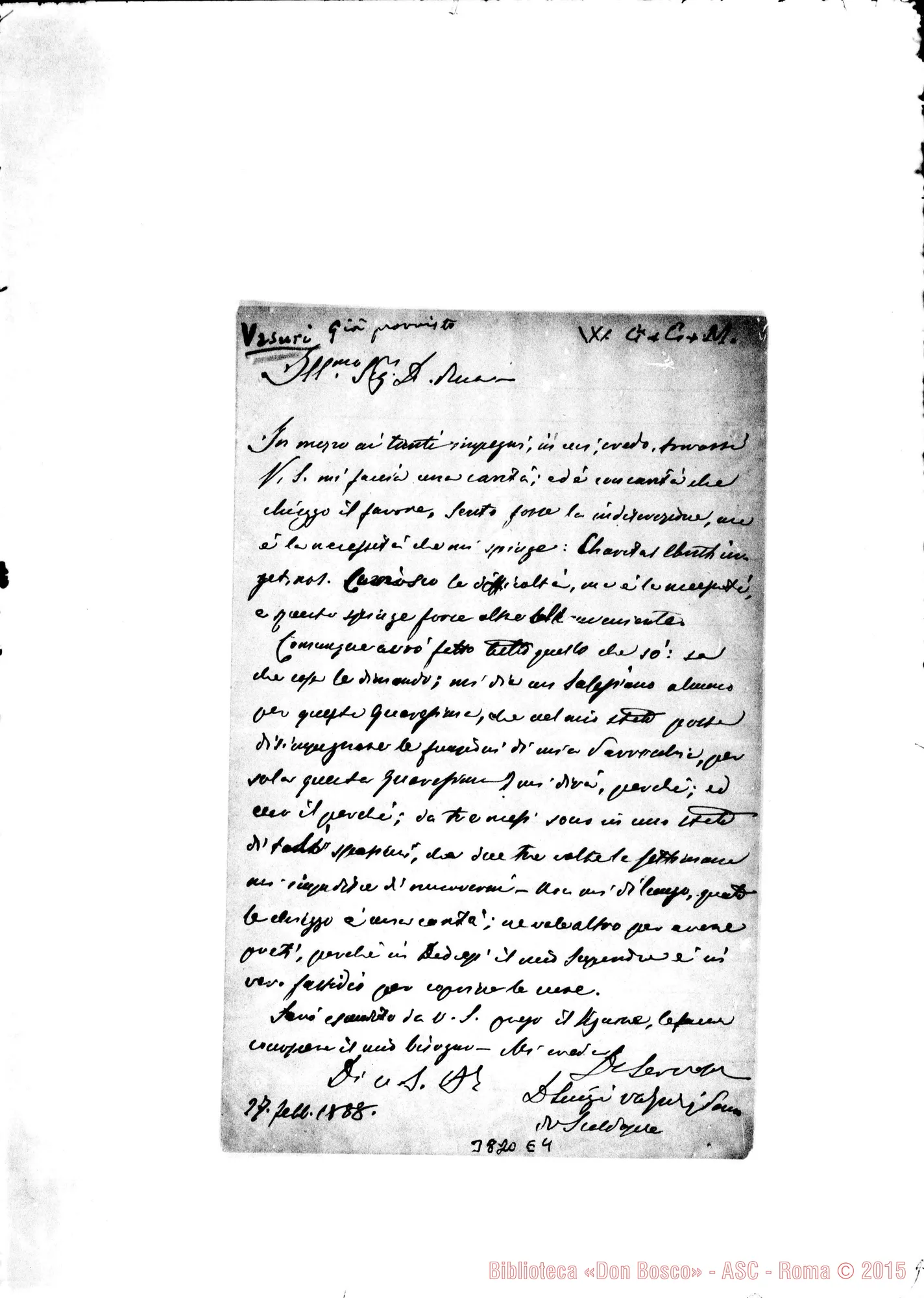 Fotogramma E 4 — Vasuri Luigi s.l. 27-02-1888 Autogr. Rua