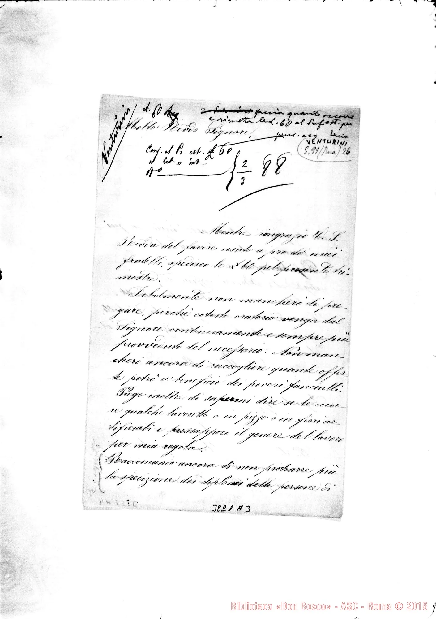 Fotogramma A 3 — Venturini Lucia Argenta, 27-02-1888 Autogr. Rua