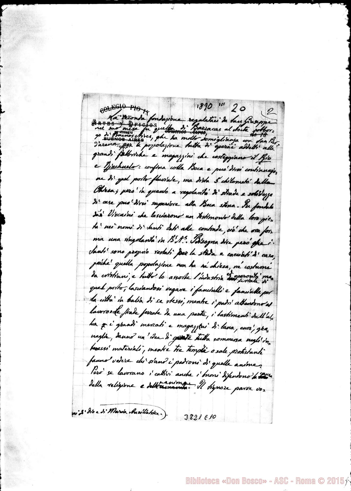 Fotogramma E 10 — « « Buenos Aires, 20-03-1890 Autogr. Rua