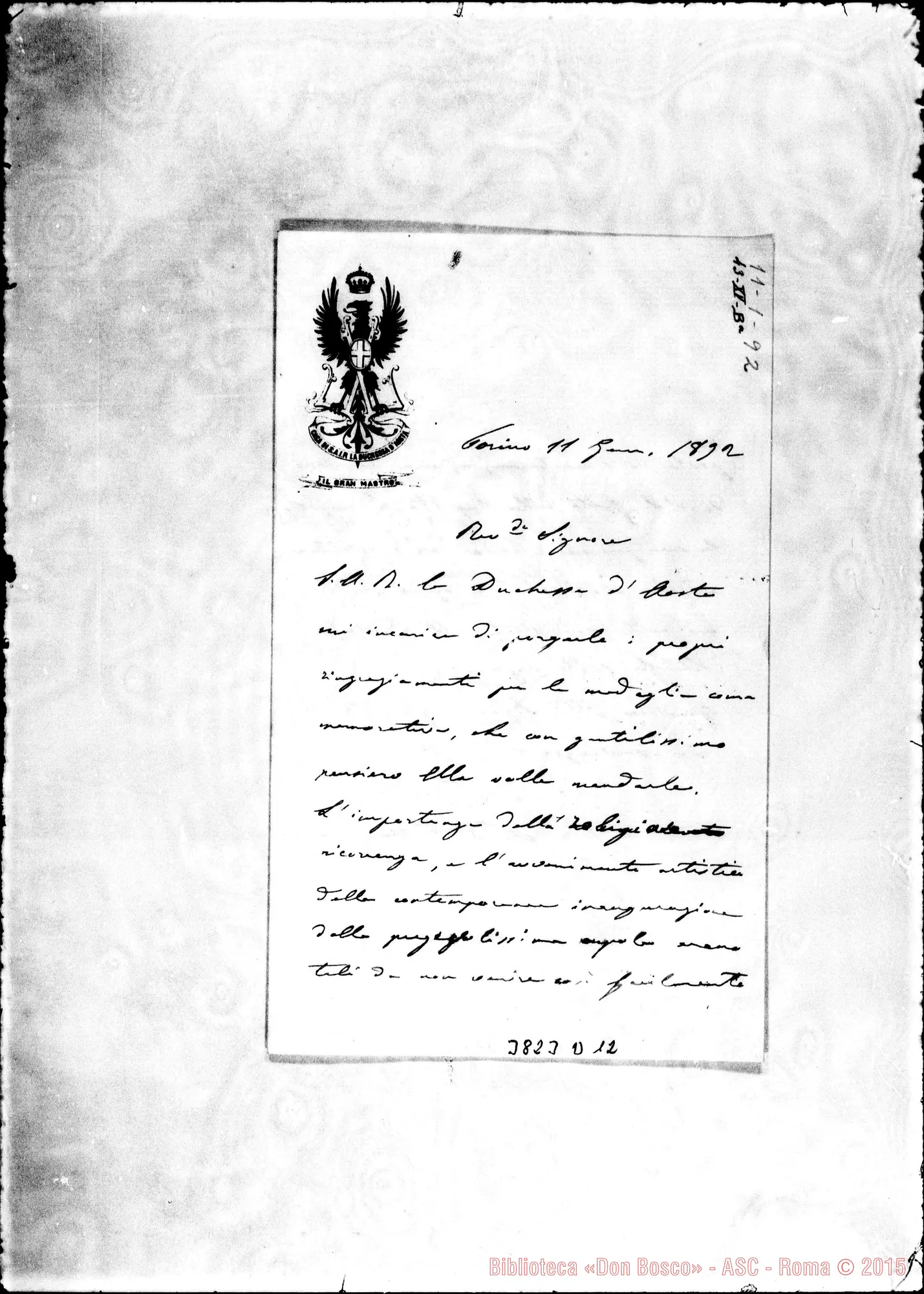 Fotogramma D 12 — Villanova, Gran Mastro Torino, 11-01-1892