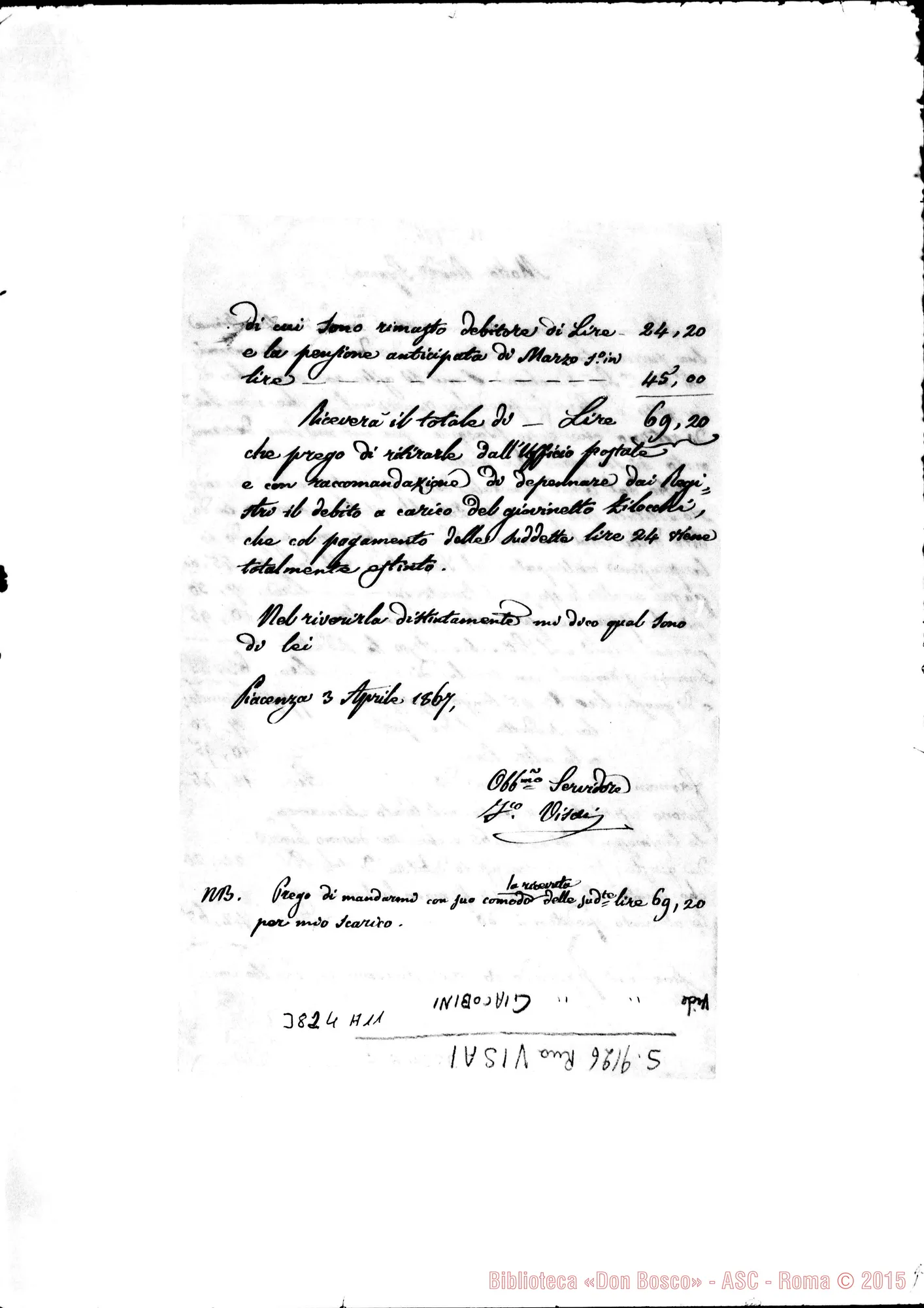 Fotogramma A 11 — Visai Piacenza, 3-04-1867
