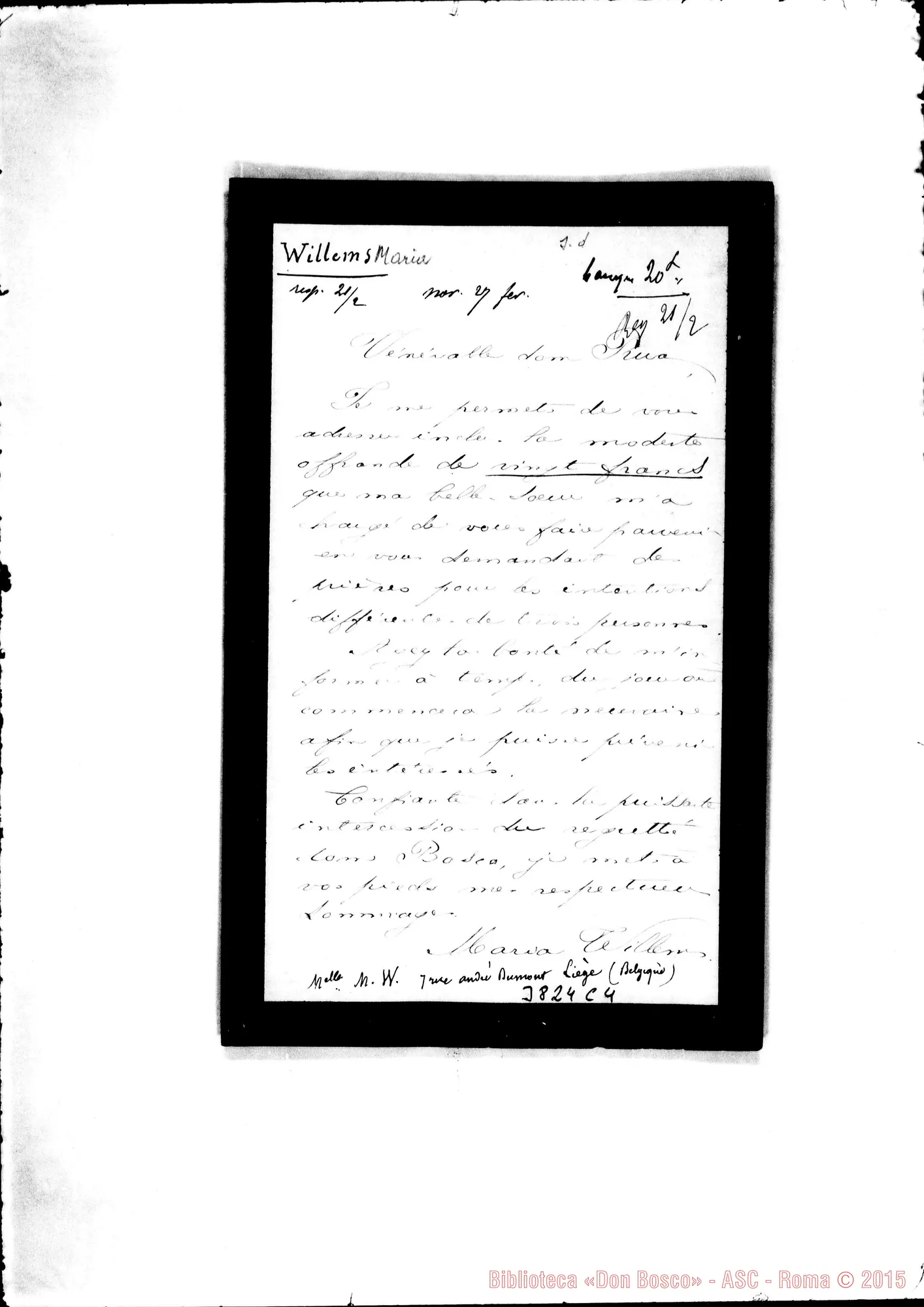 Fotogramma C 4 — Willems Maria Liège, s.d.