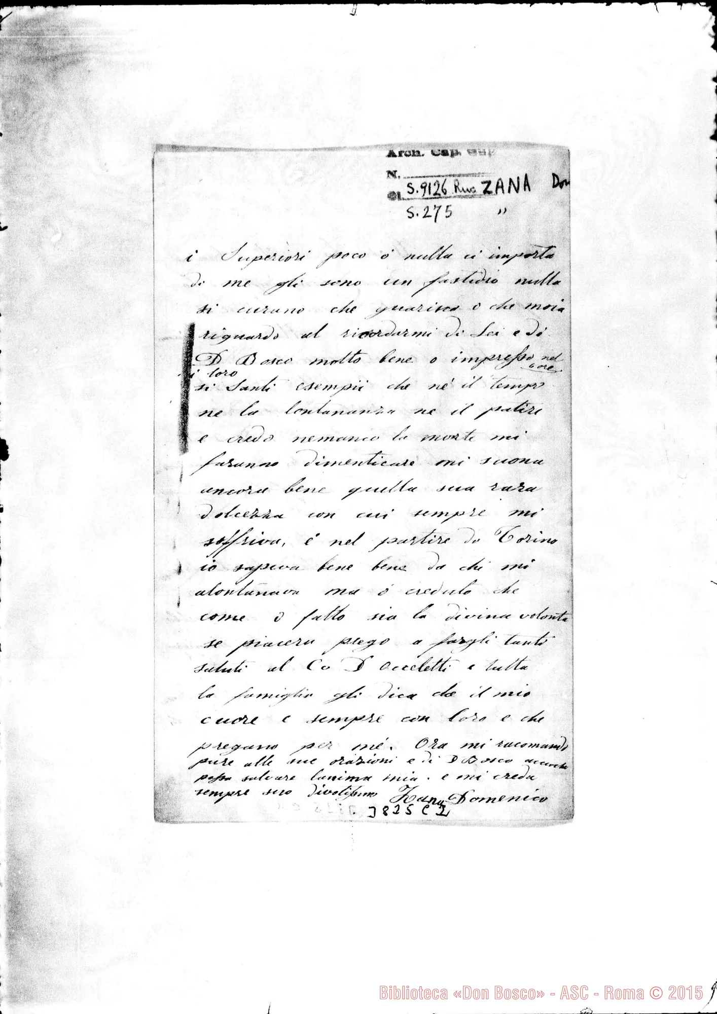 Fotogramma C 2 — Zana Domenico, SDB Buenos Aires, 17-05-1880 Autogr. Rua