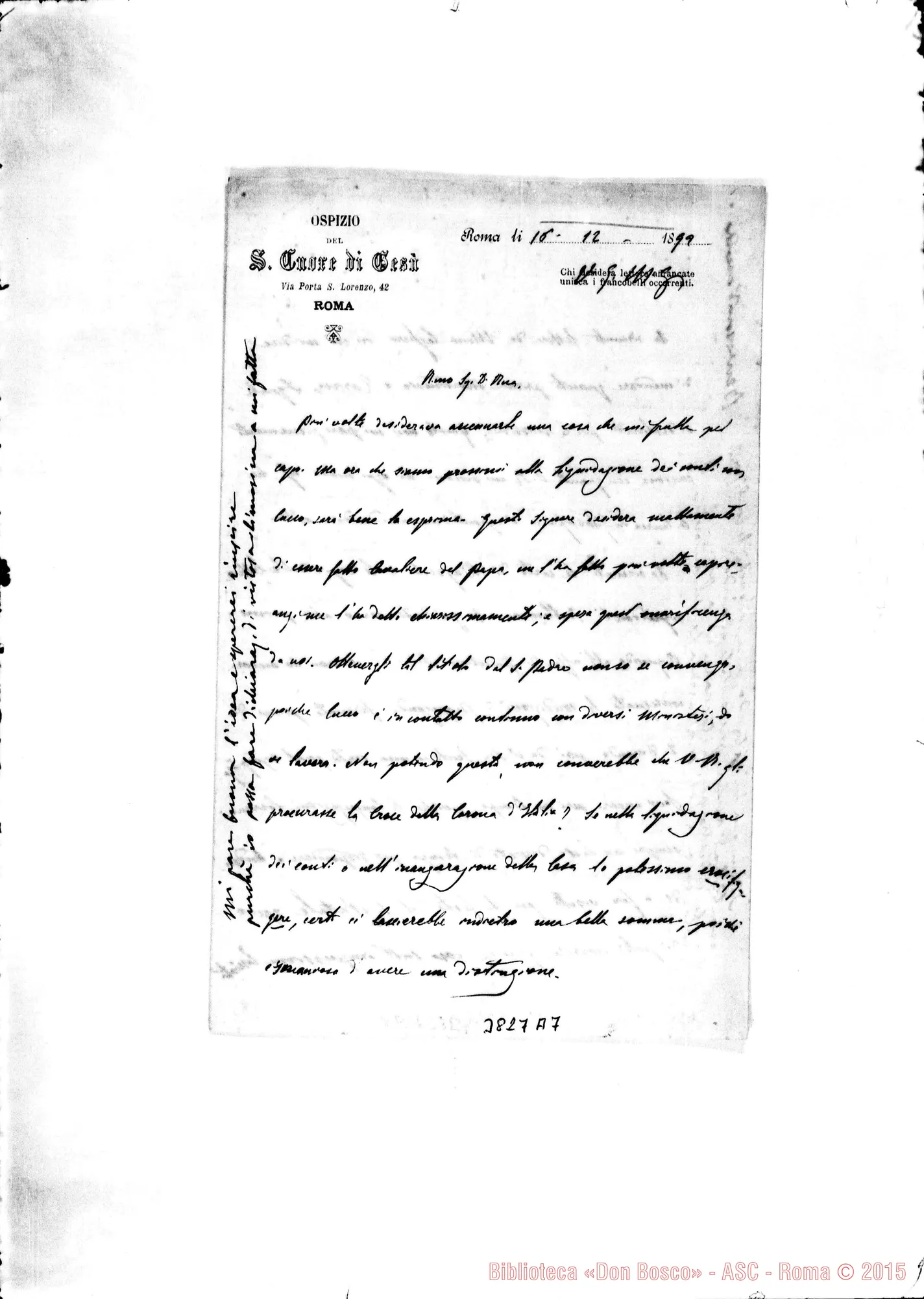 Fotogramma A 7 — « « Roma, 16-12-1892 Autogr. Rua
