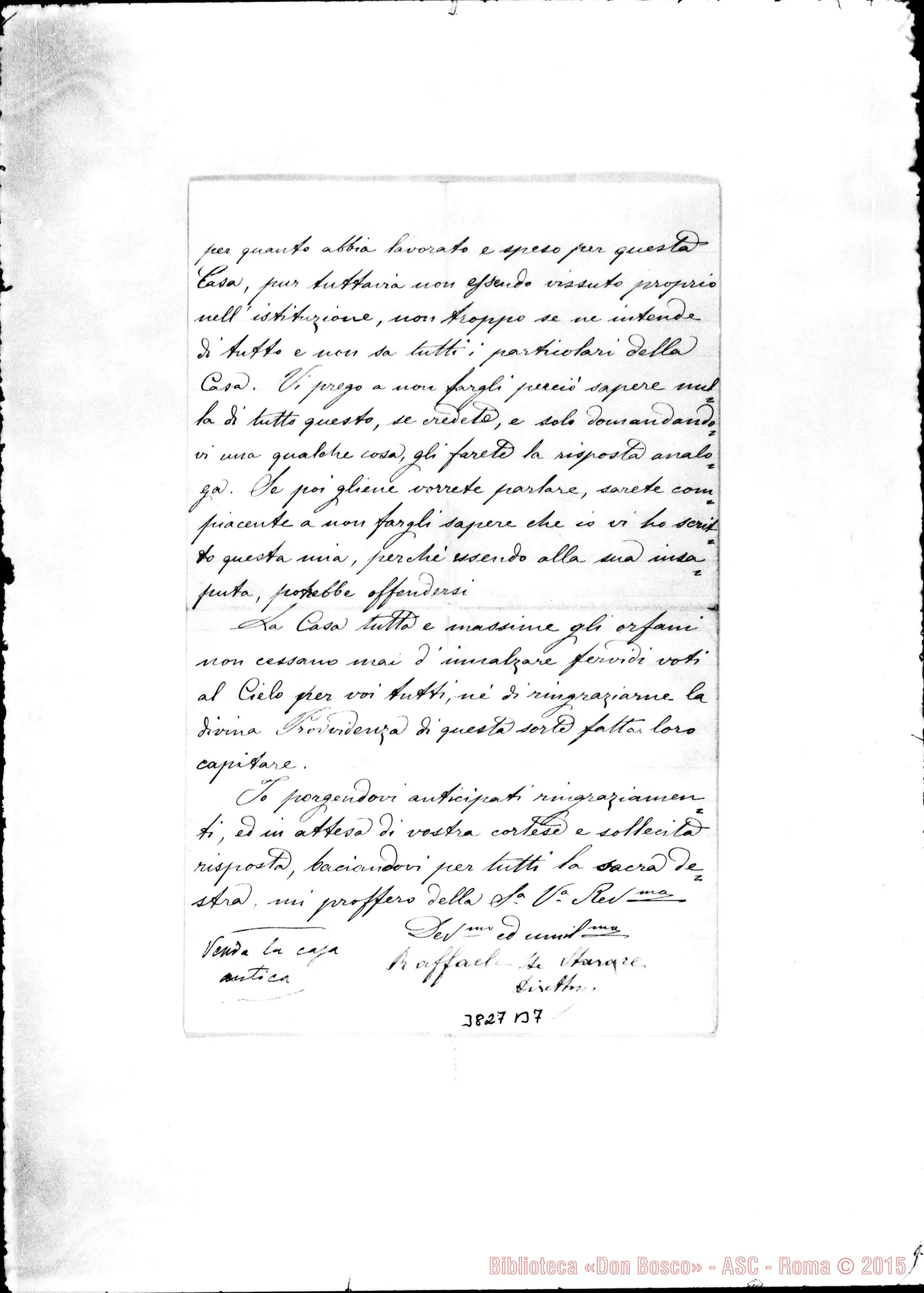 Fotogramma B 7 — « « Roma, 5-02-1894 Autogr. Rua All. lett. di D. Starace di Castellammare