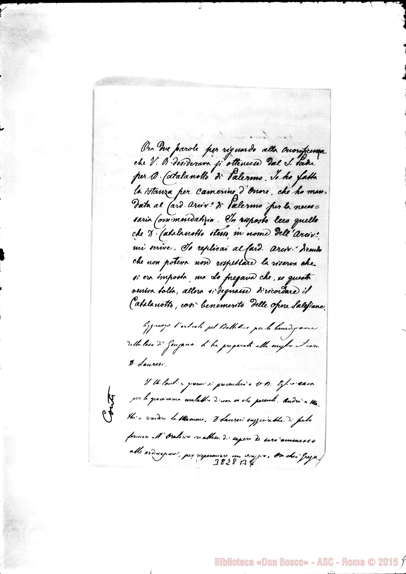 Fotogramma B 6 — « « Roma, 13-07-1896 Comunica lett. di Amaddio A.-Pref. Prop. Fide: Alessandria, 2-07-1896