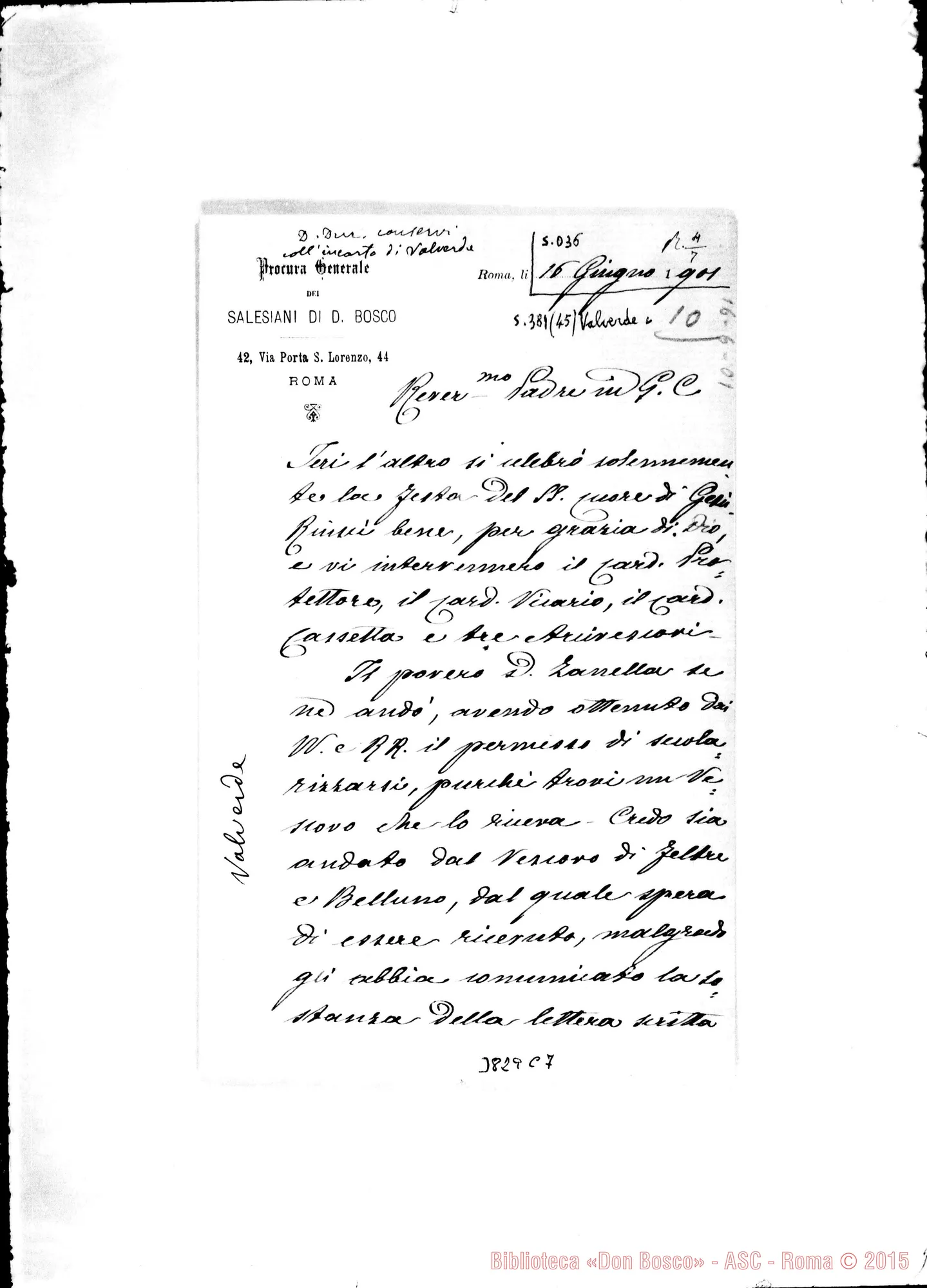 Fotogramma C 7 — « « Roma, 16-06-1901 Autogr. Rua Vaiverde