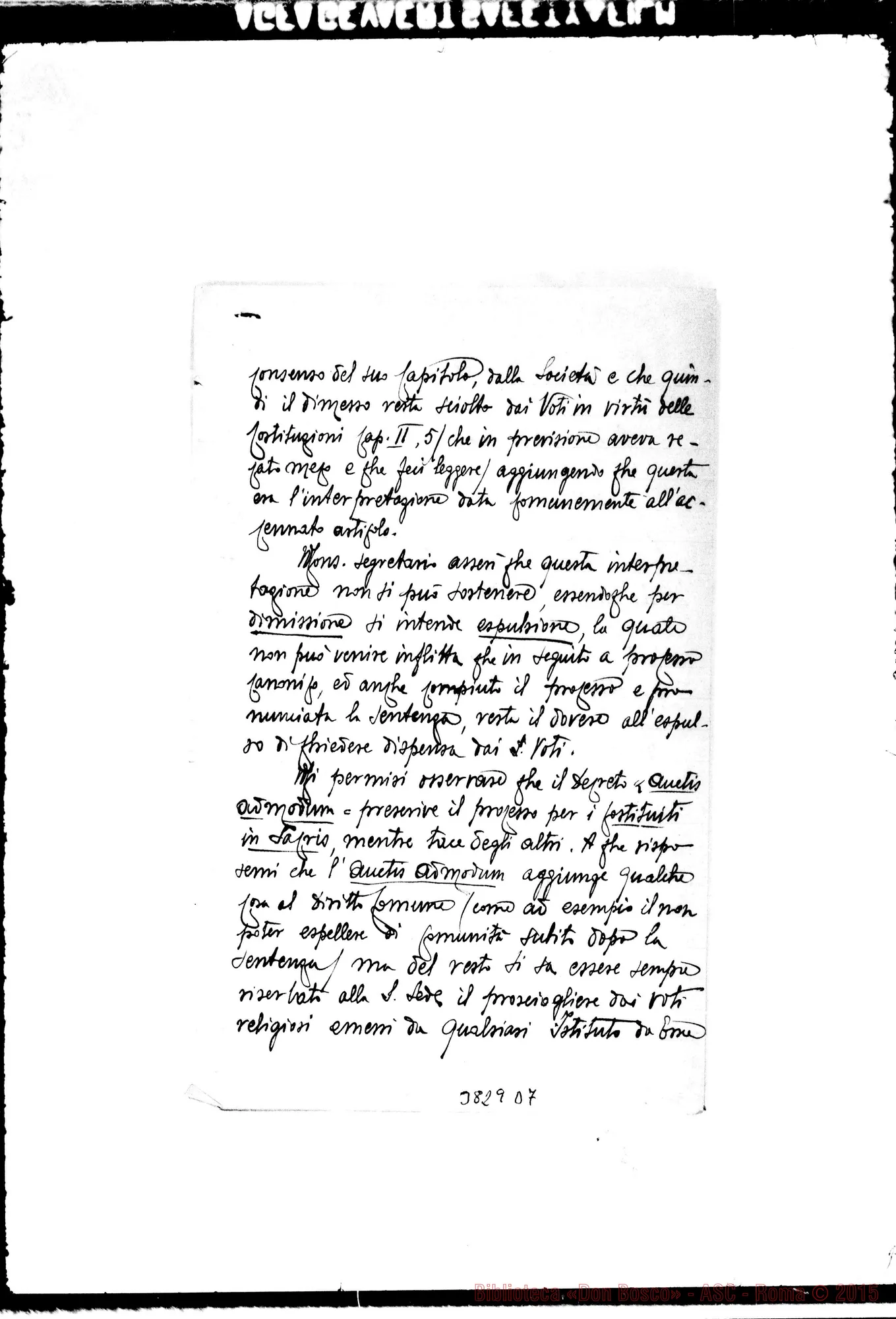 Fotogramma D 7 — « « Roma, 15-11-1902 Autogr. Rua Dimissioni dei laici