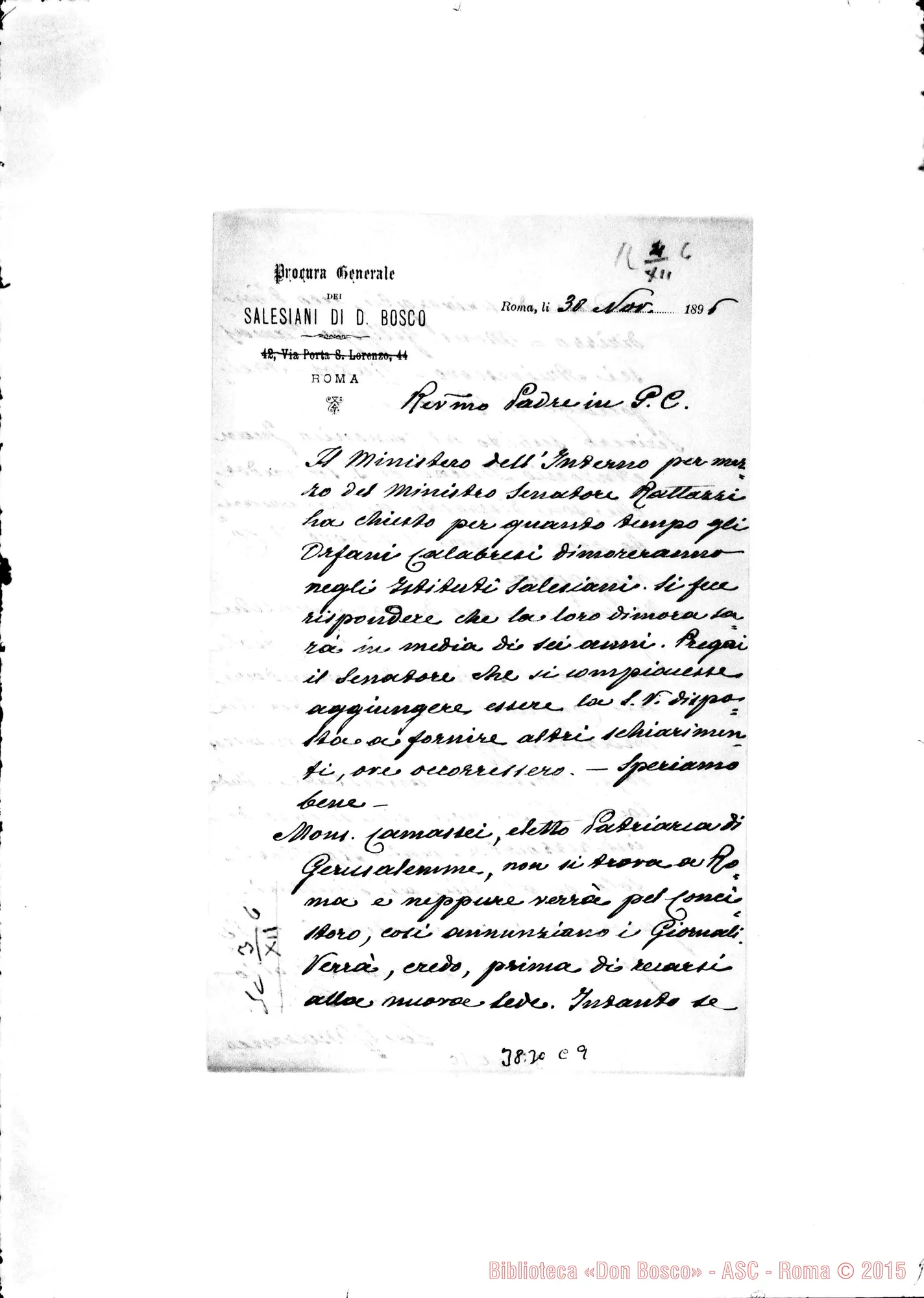 Fotogramma C 9 — « « Roma, 30-11-1906 Autogr. Rua Orfani Calabresi
