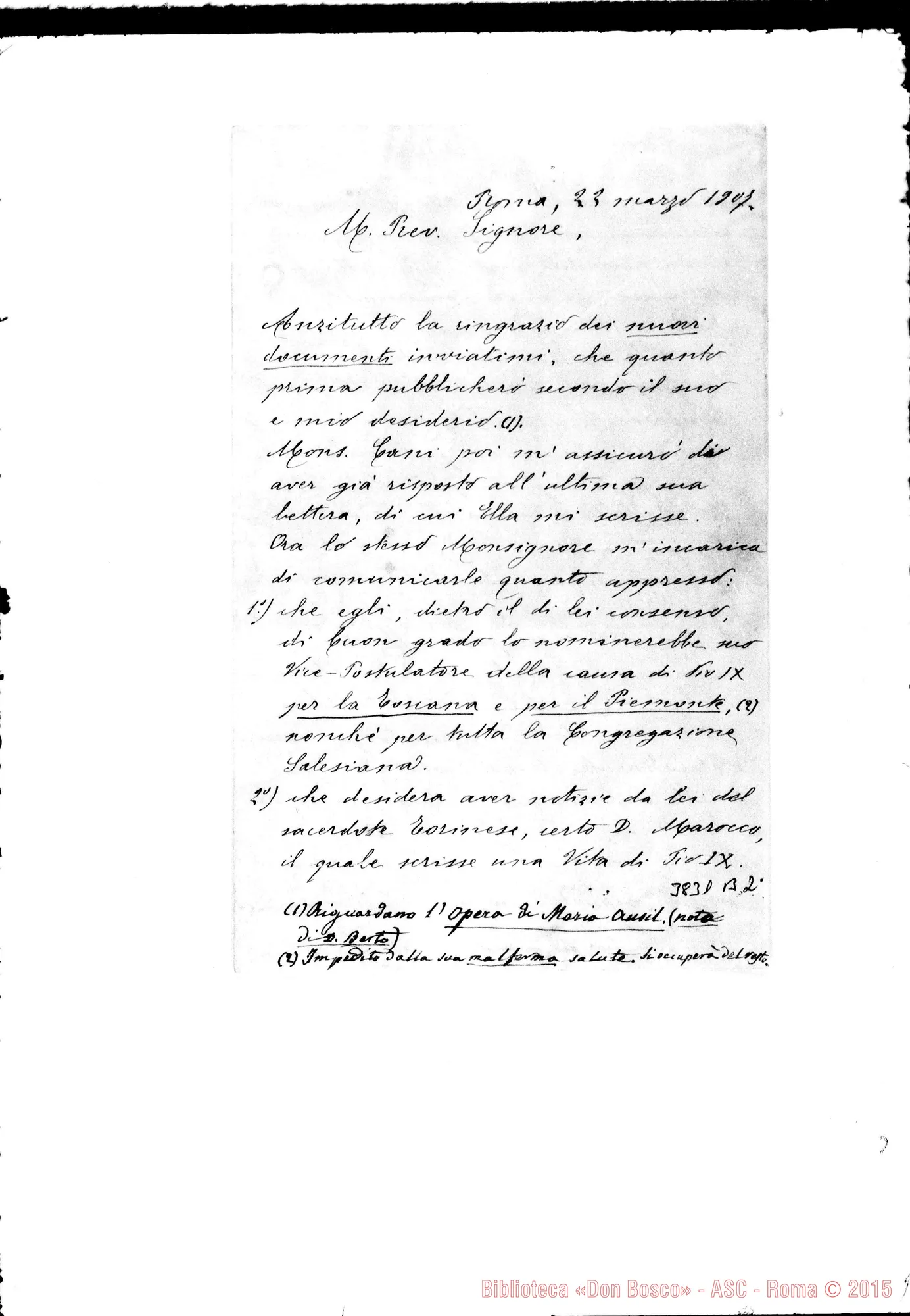 Fotogramma B 2 — Don Giuseppe Bruno-Don Berto. Roma, 22-03-1907