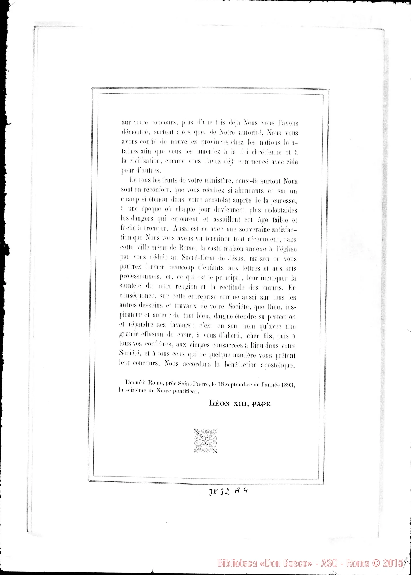 Fotogramma A 4 — La stessa lettera, stampata E tradotta in francese. Marseille, 1895