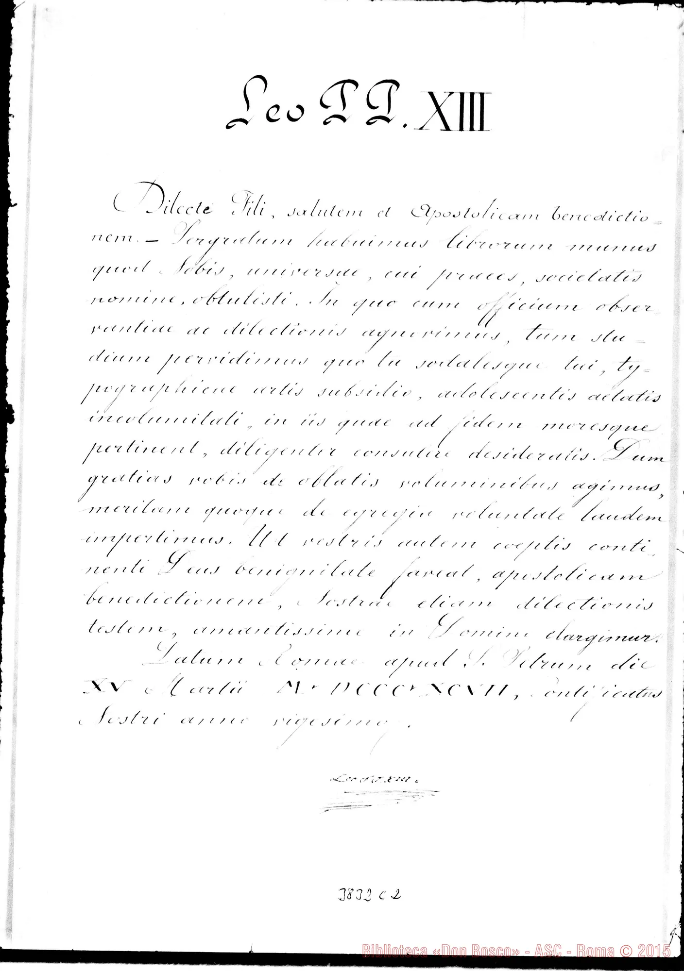 Fotogramma C 2 — Leone XIII-Don Rua. Roma, 15-03-1897