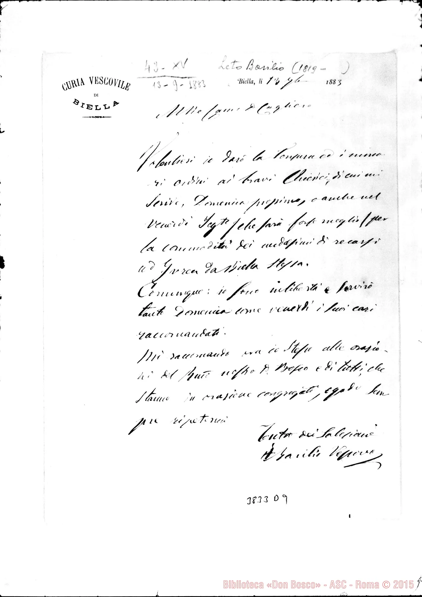 Fotogramma D 9 — Basilio Leto, vesc.-Don Giov. Cagliero. Biella, 13-09-1883