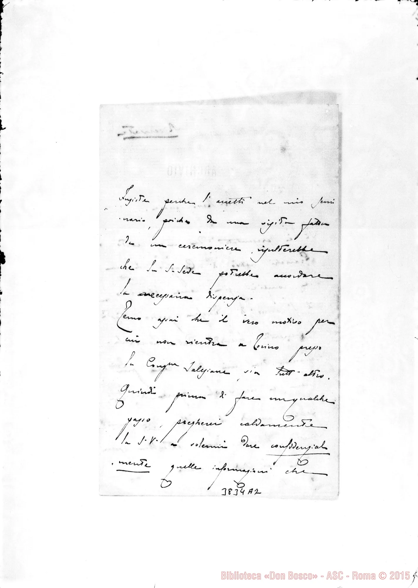 Fotogramma A 2 — Teodoro Valfrè di Bonzo, vesc.-Rev.do Sig., il 15-10-1888 Autogr. Rua