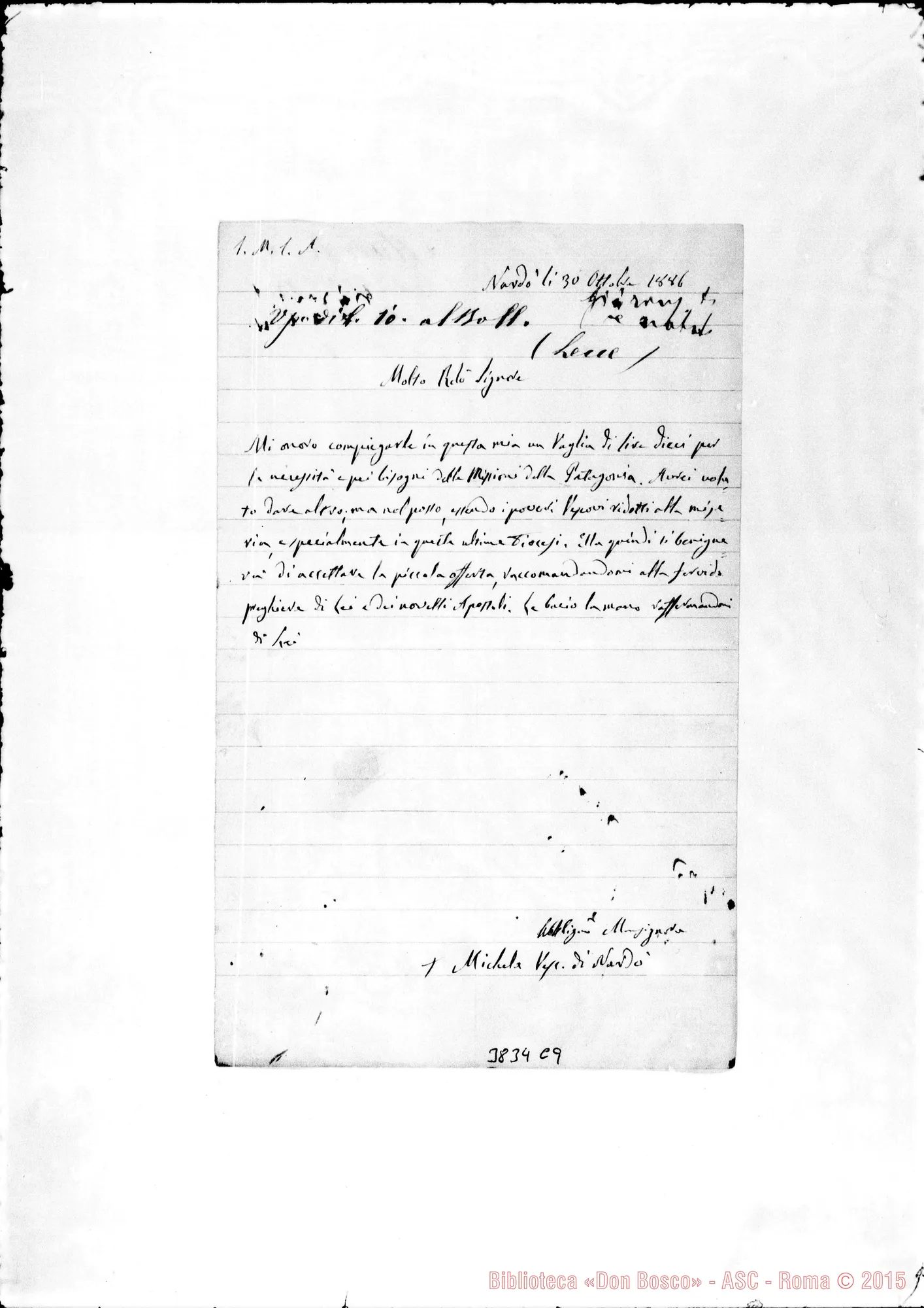 Fotogramma C 9 — Nardo: Michele Mautone, vesc. di Nardò-Rev.do Sig. Nardo, 30-10-1886