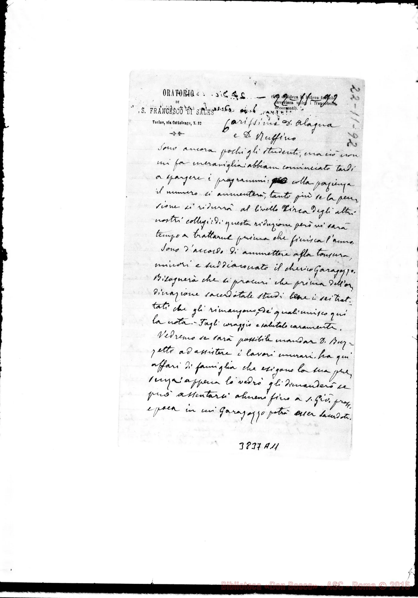 Fotogramma A 11 — Alagna Sebastiano, sac. coop. Torino, 22-11-1892