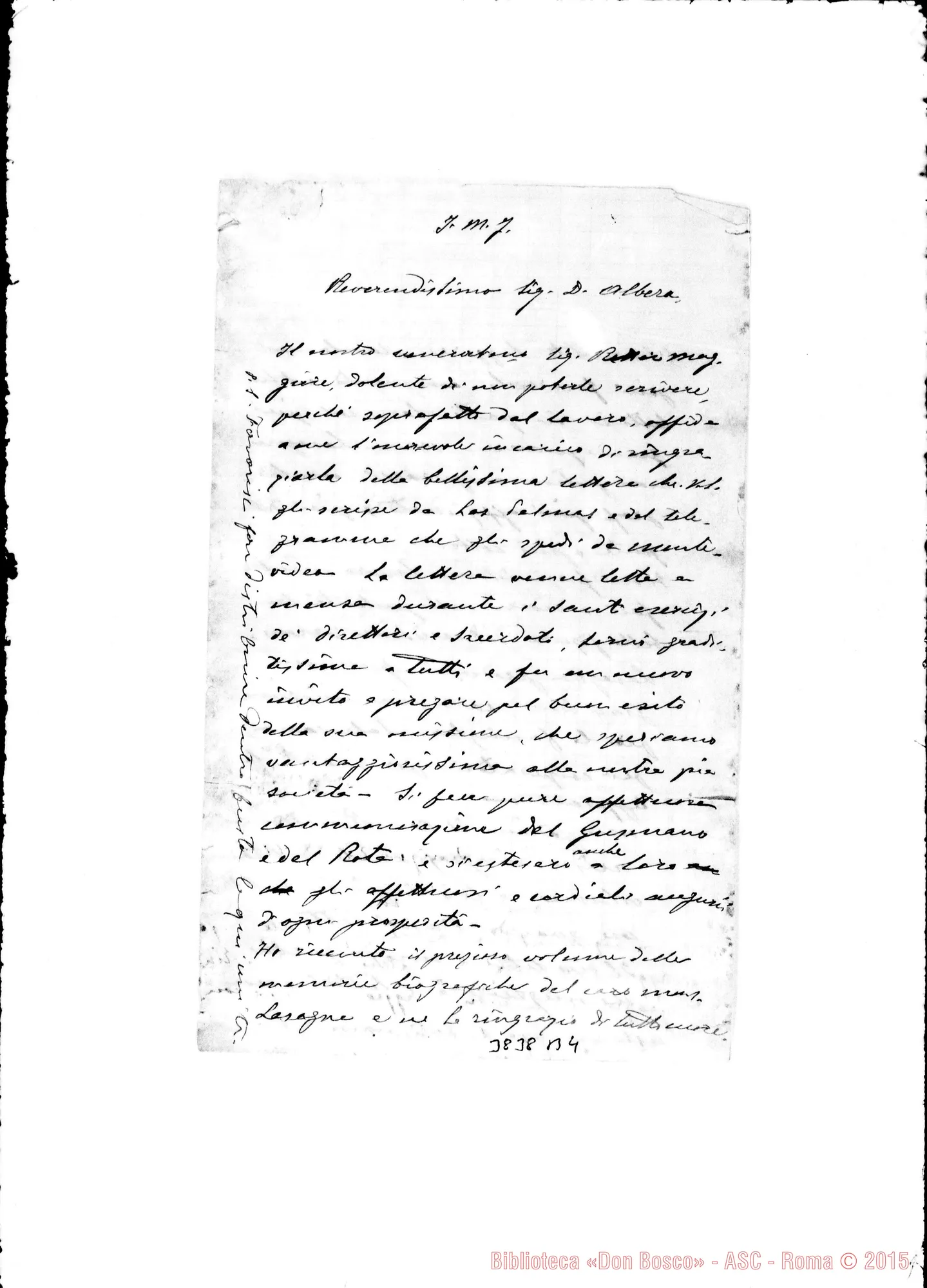 Fotogramma B 4 — « « Valsalice, 15-09-1900 (Lett, di D. Rinetti G.)