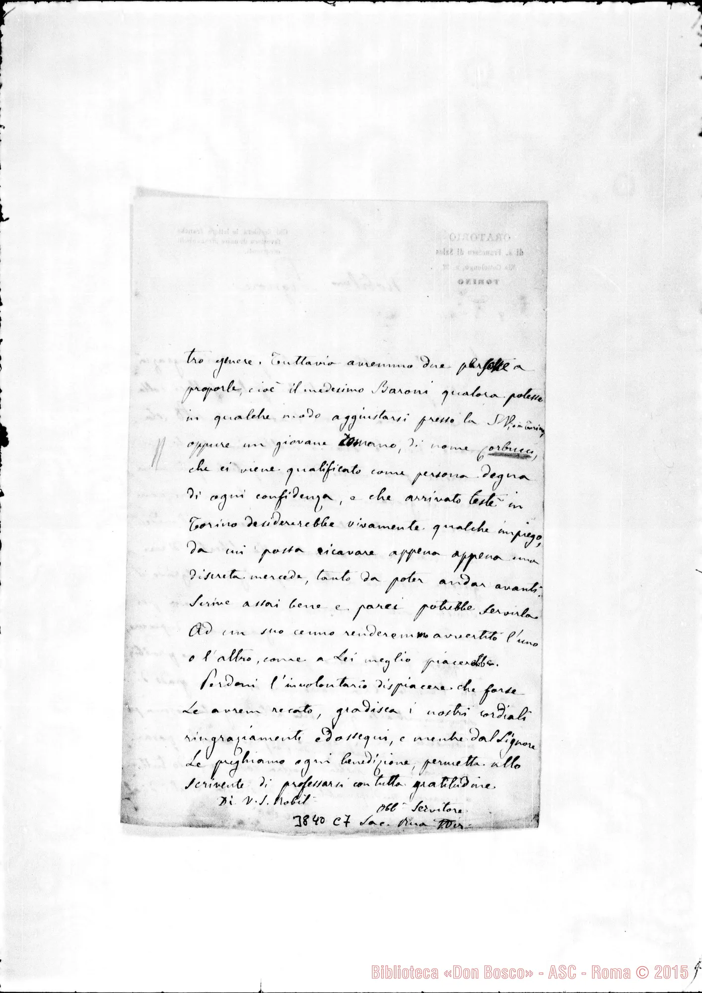 Fotogramma C 7 — « Nobil.mo Sig.re Torino, 8-04-1874