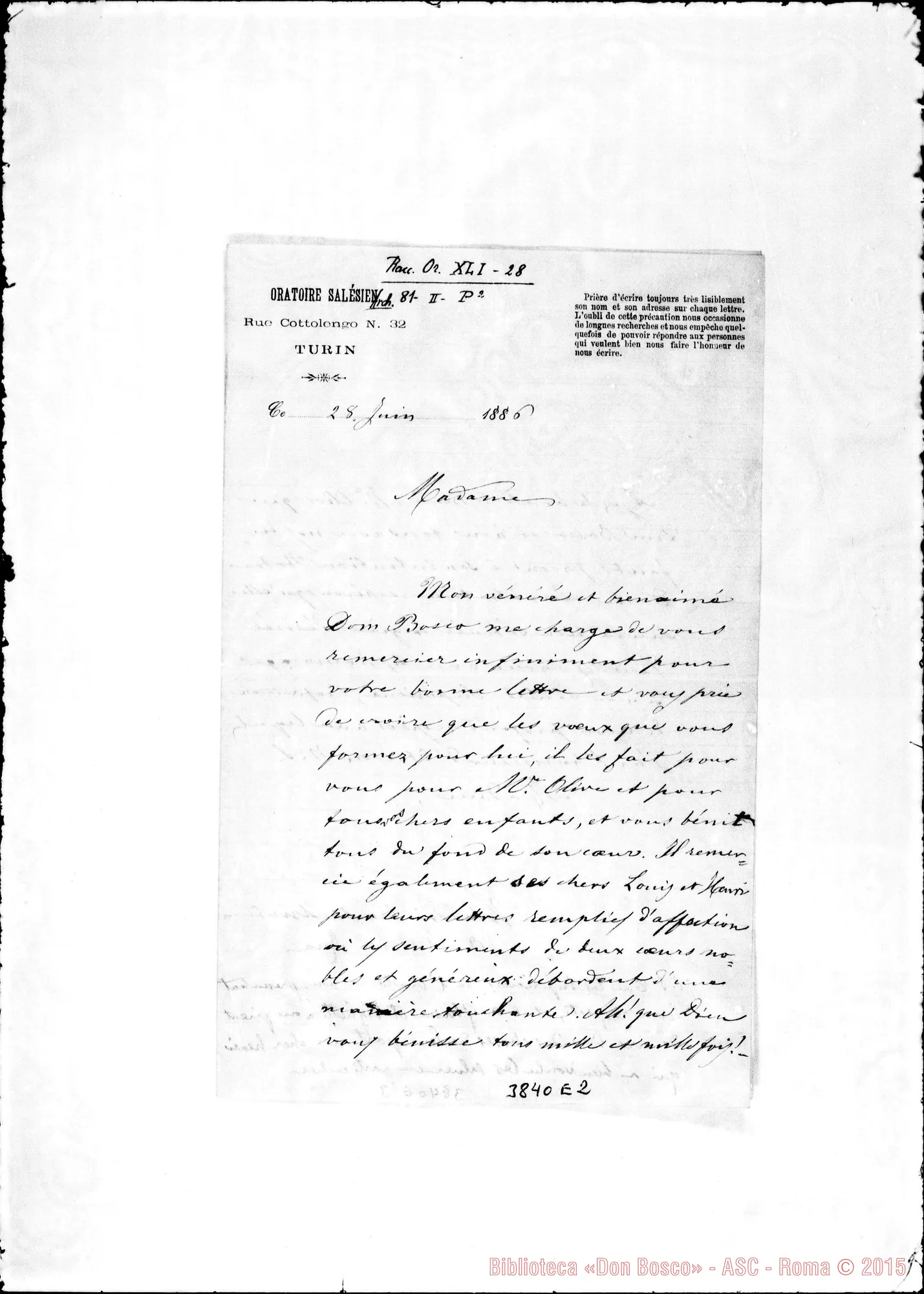 Fotogramma E 2 — « Madame Torino, 28-06-1886