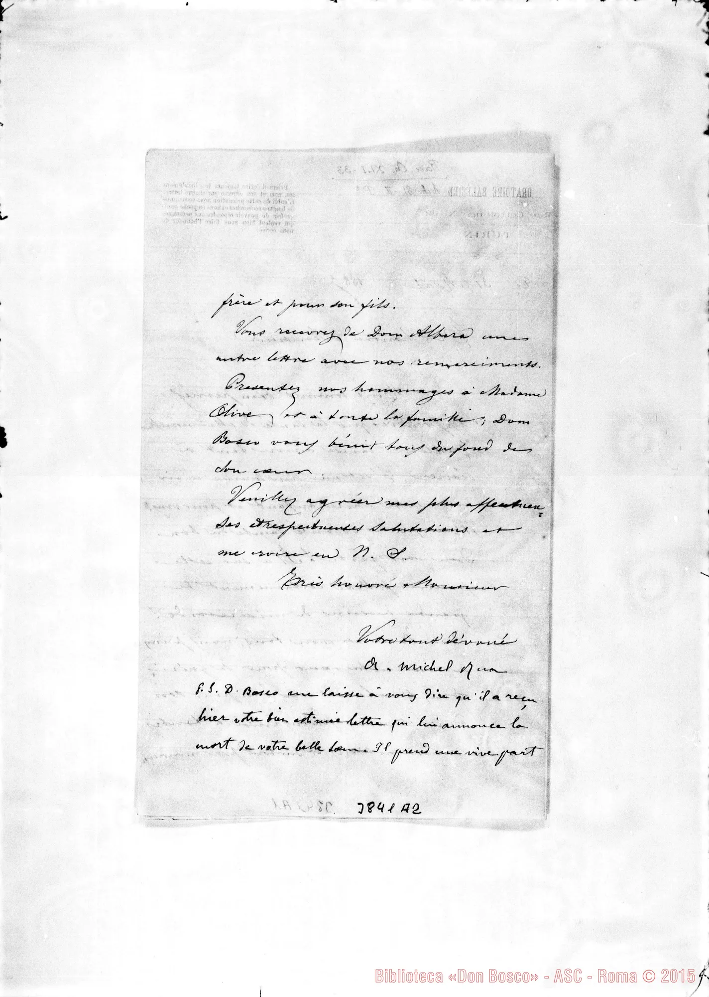 Fotogramma A 2 — « Très honoré.. Torino, 31-05-1887