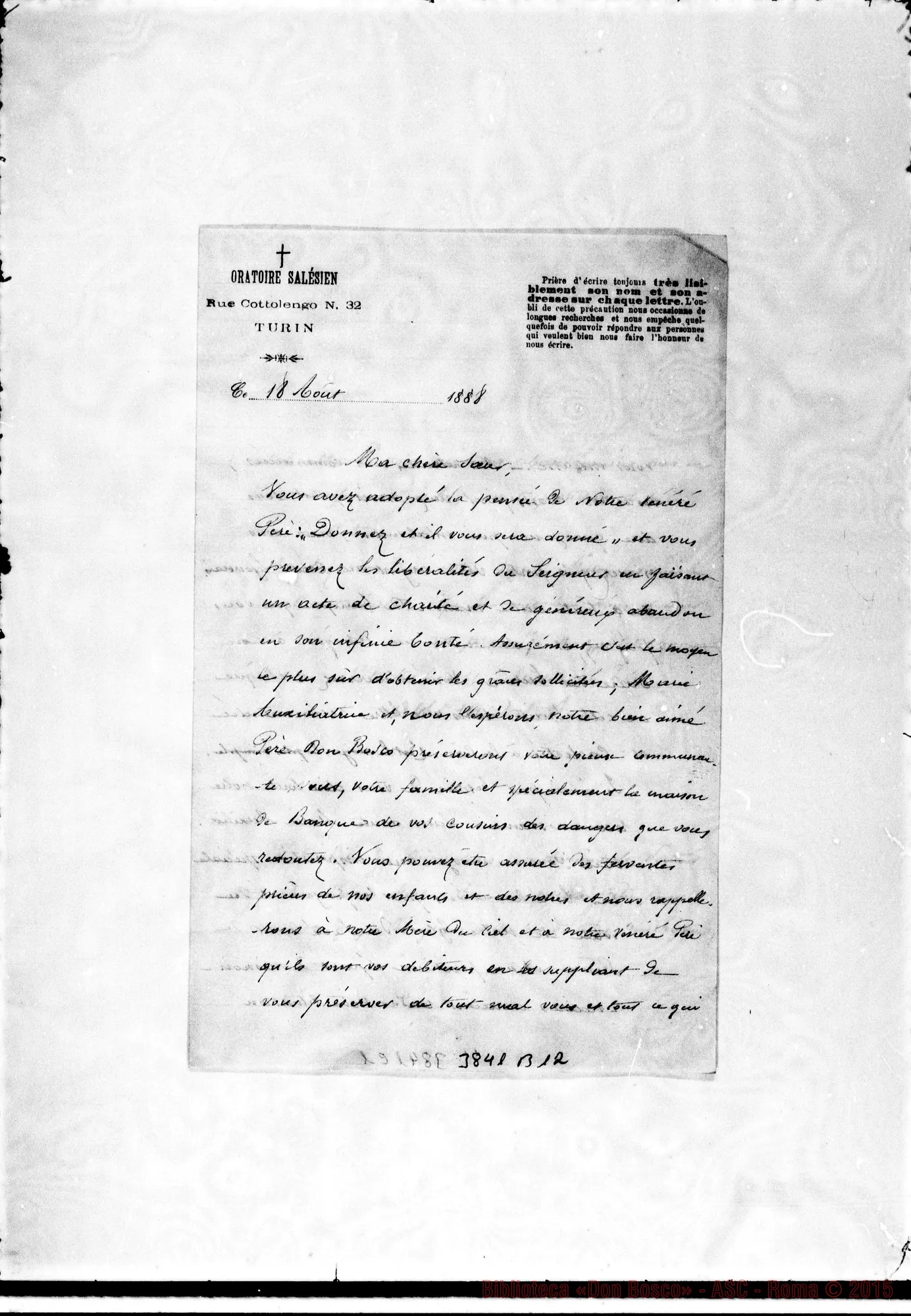 Fotogramma B 12 — « Ma chère Soeur Torino, 18-08-1888