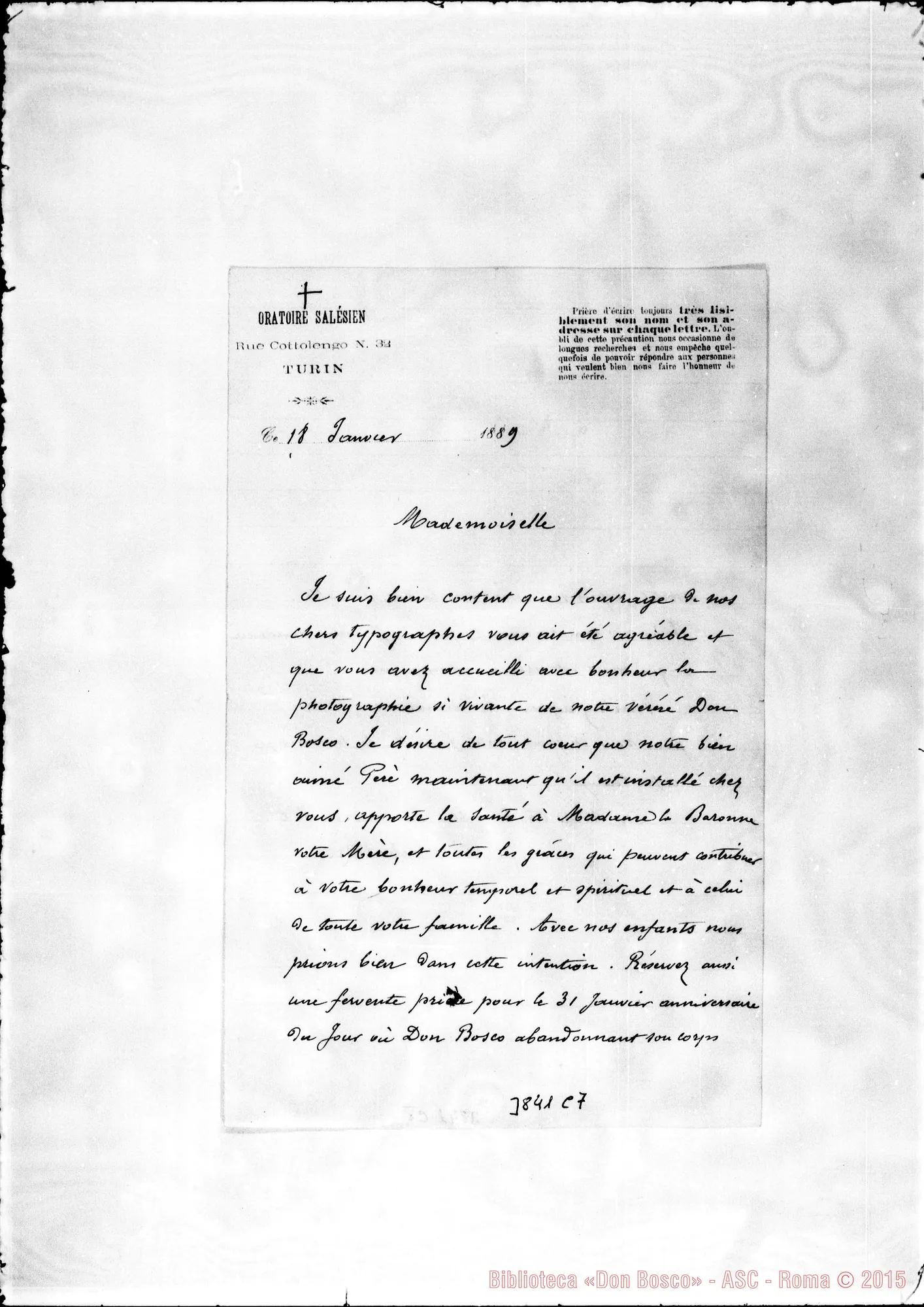 Fotogramma C 7 — « Mademoiselle Torino, 18-01-1889